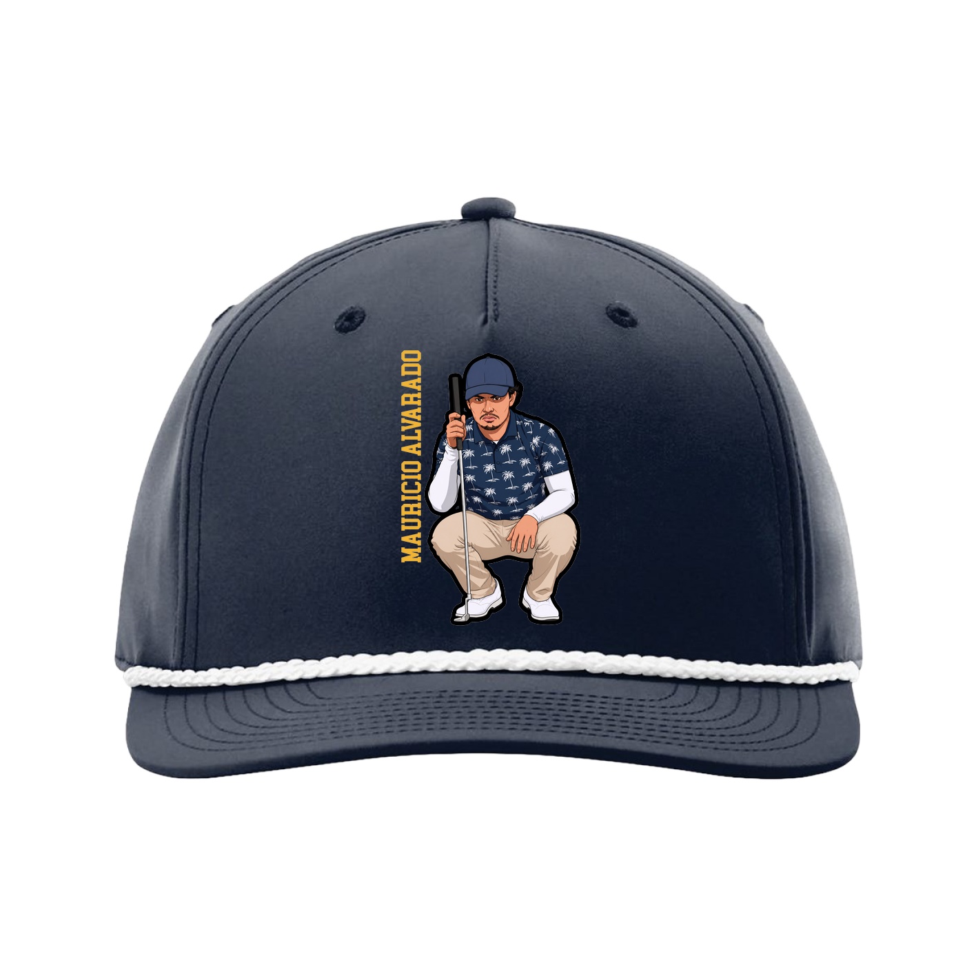 Five-Panel Classic Rope Cap — Name Vertical in Navy