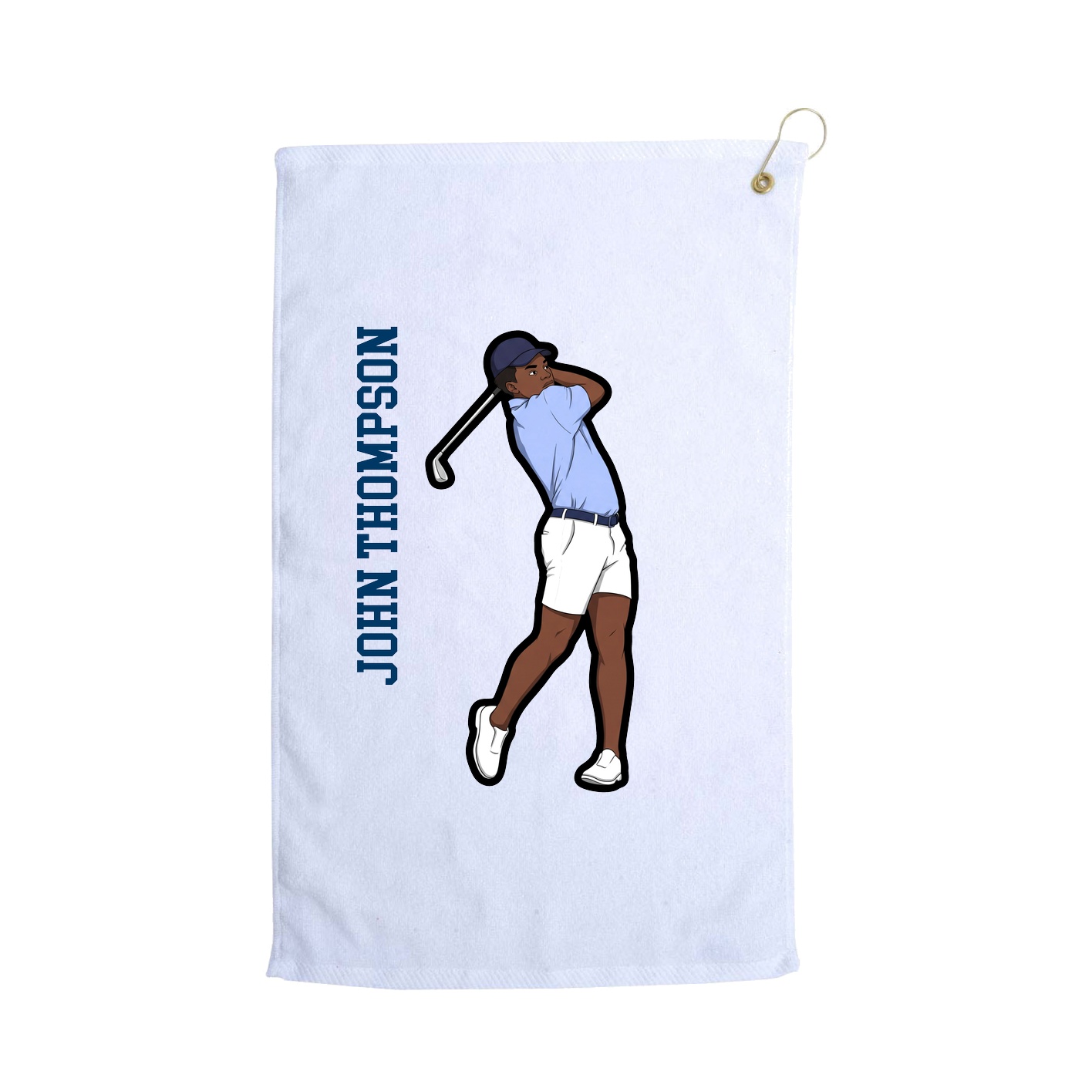 Golf Towel — Name Vertical in White