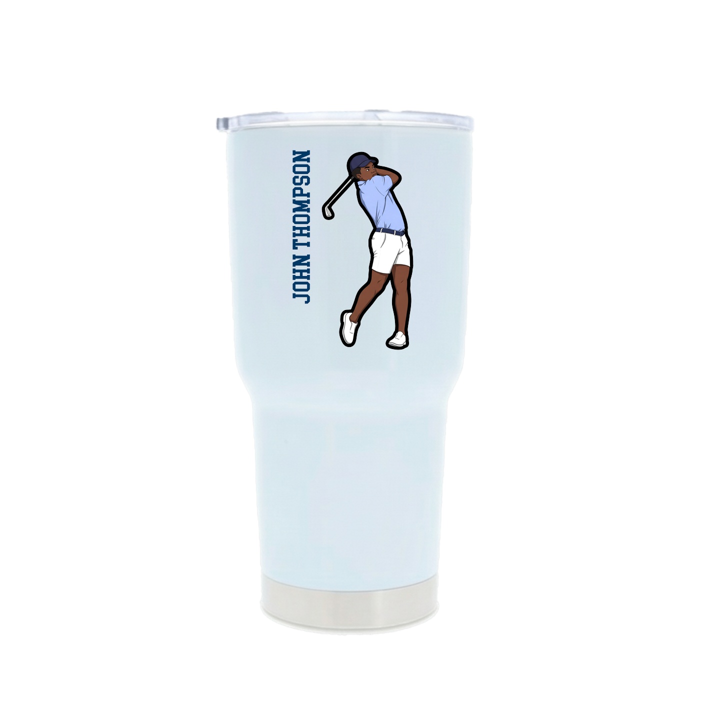 30oz Stainless Steel Tumbler — Name Vertical in White