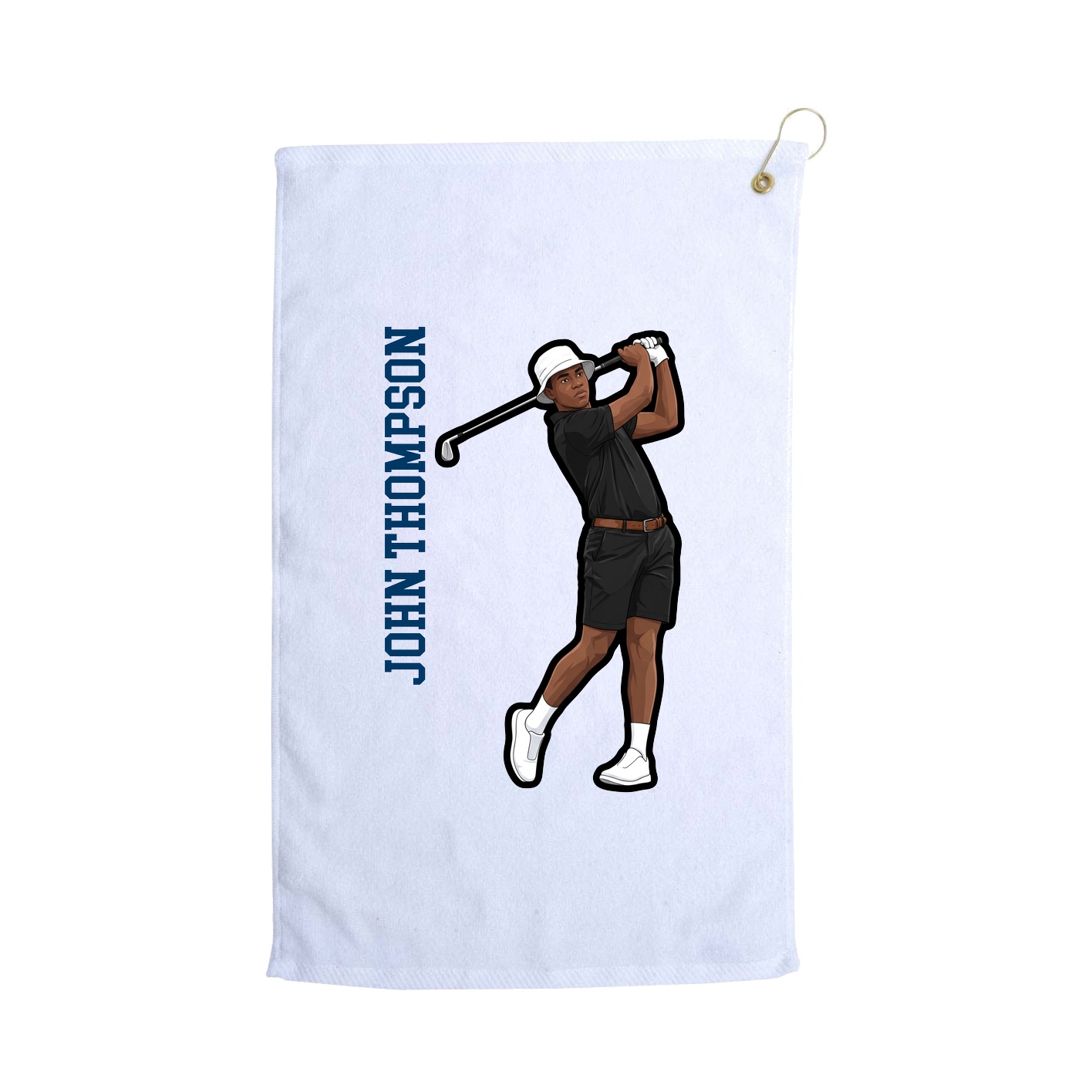 Golf Towel — Name Vertical in White