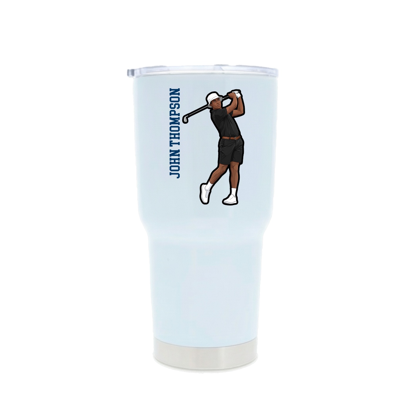 30oz Stainless Steel Tumbler — Name Vertical in White