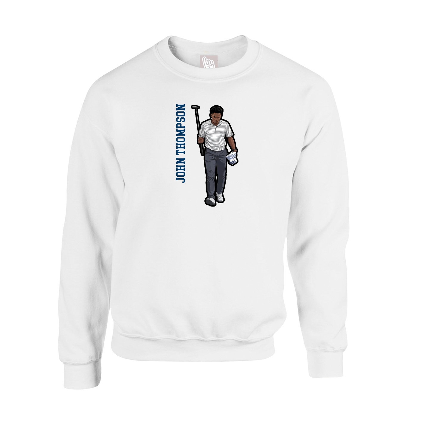 Fleece Crew — Name Vertical in White
