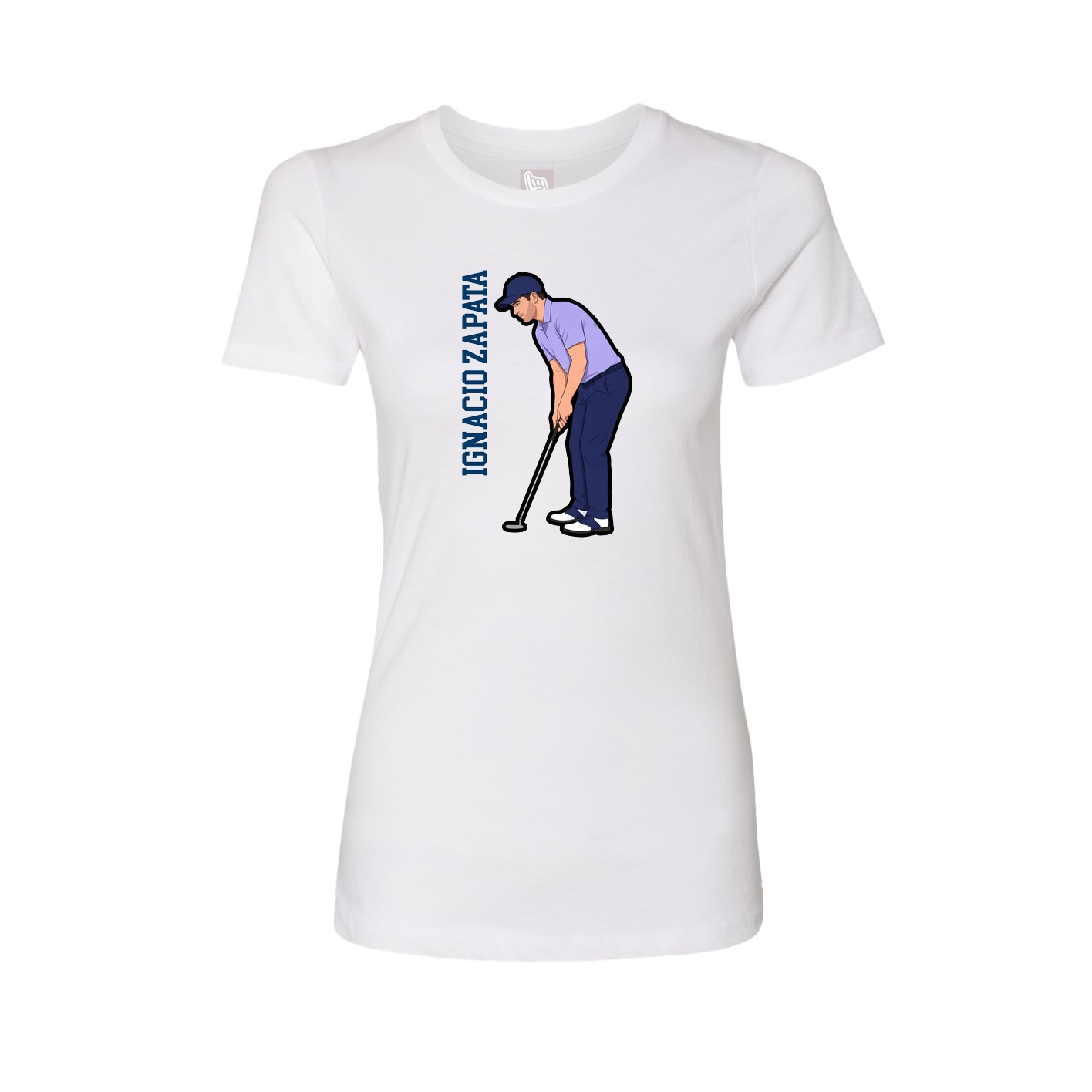Fitted Women's Tee — Name Vertical in White