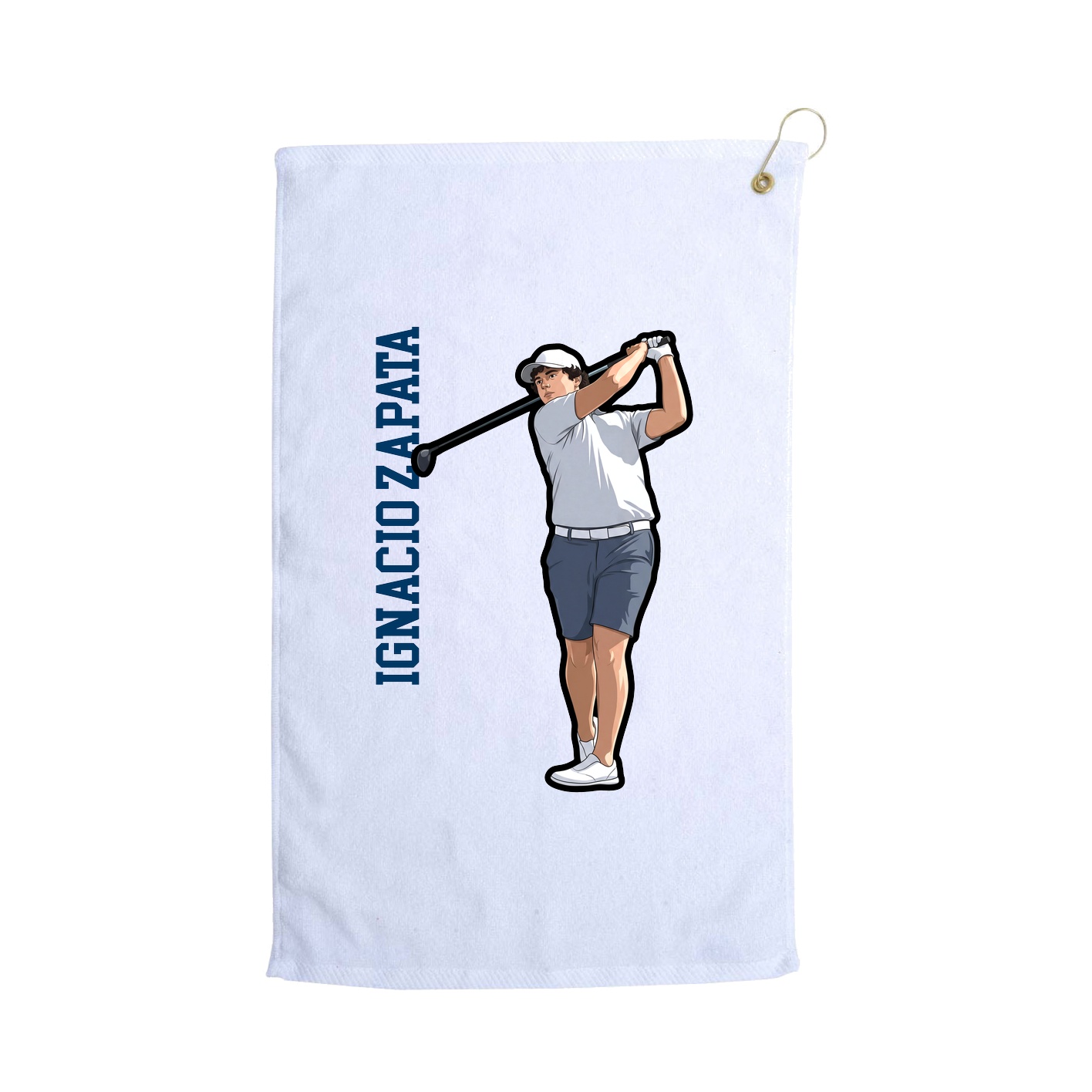 Golf Towel — Name Vertical in White