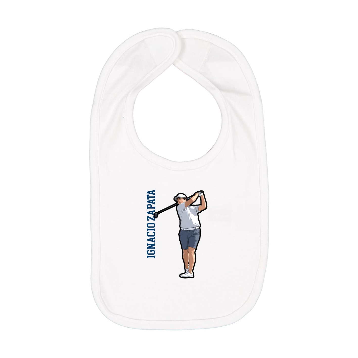 Infant Bib — Name Vertical in White