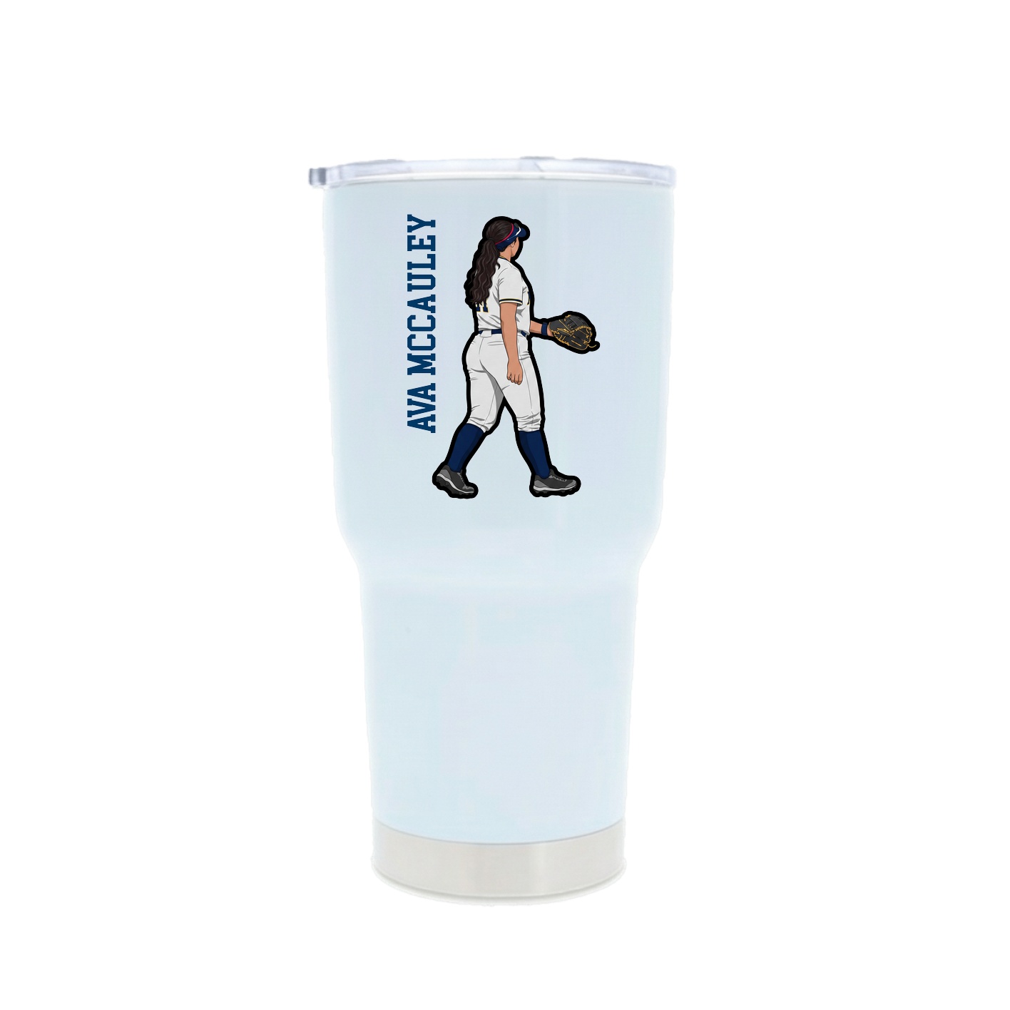30oz Stainless Steel Tumbler — Name Vertical in White