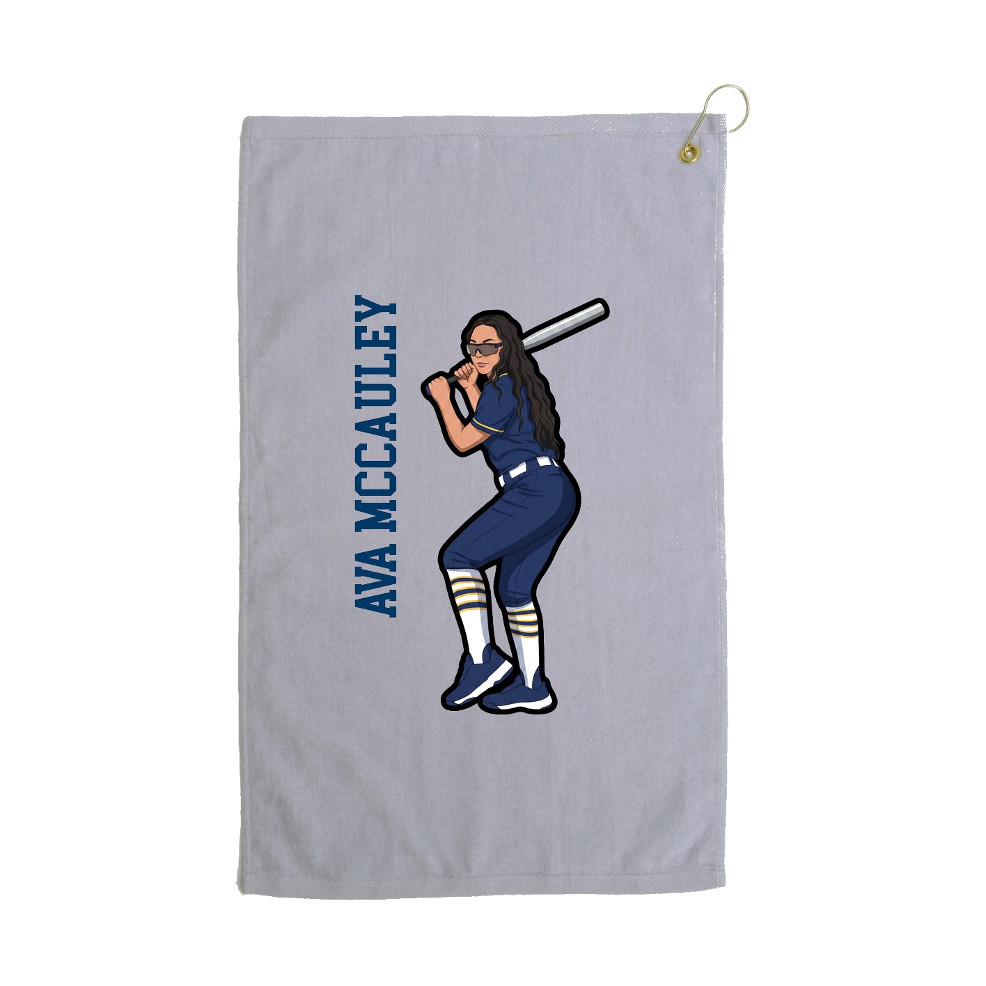 Golf Towel — Name Vertical in Grey