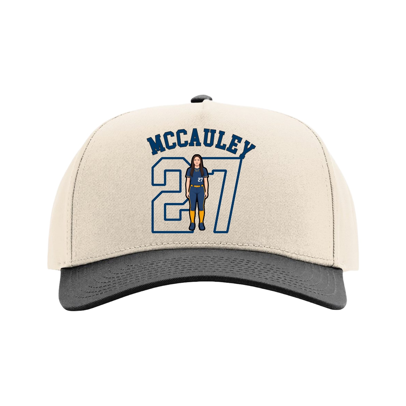 Full Fabric Five-Panel Champ Cap — Shirsey Arch in Cream/Black