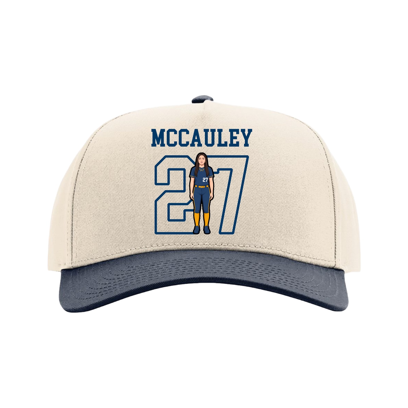 Full Fabric Five-Panel Champ Cap — Shirsey in Cream/Navy