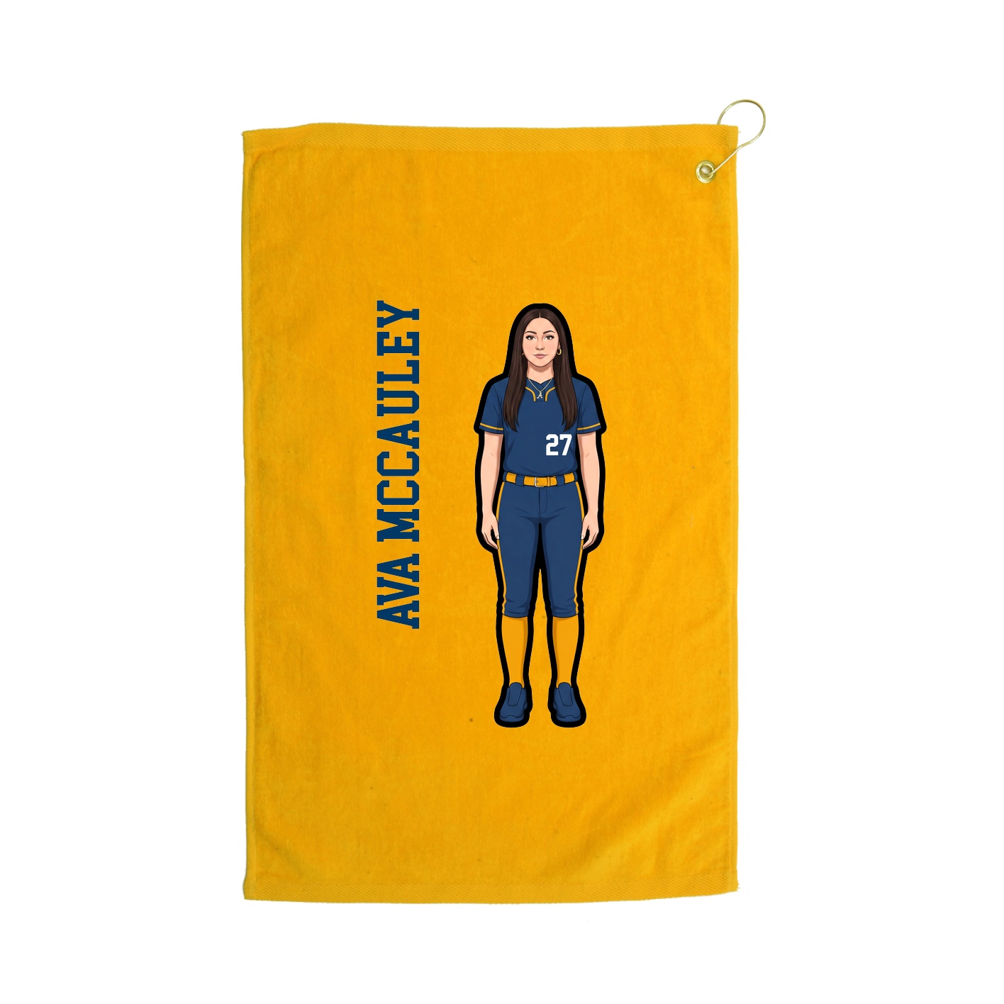 Golf Towel — Name Vertical in Gold