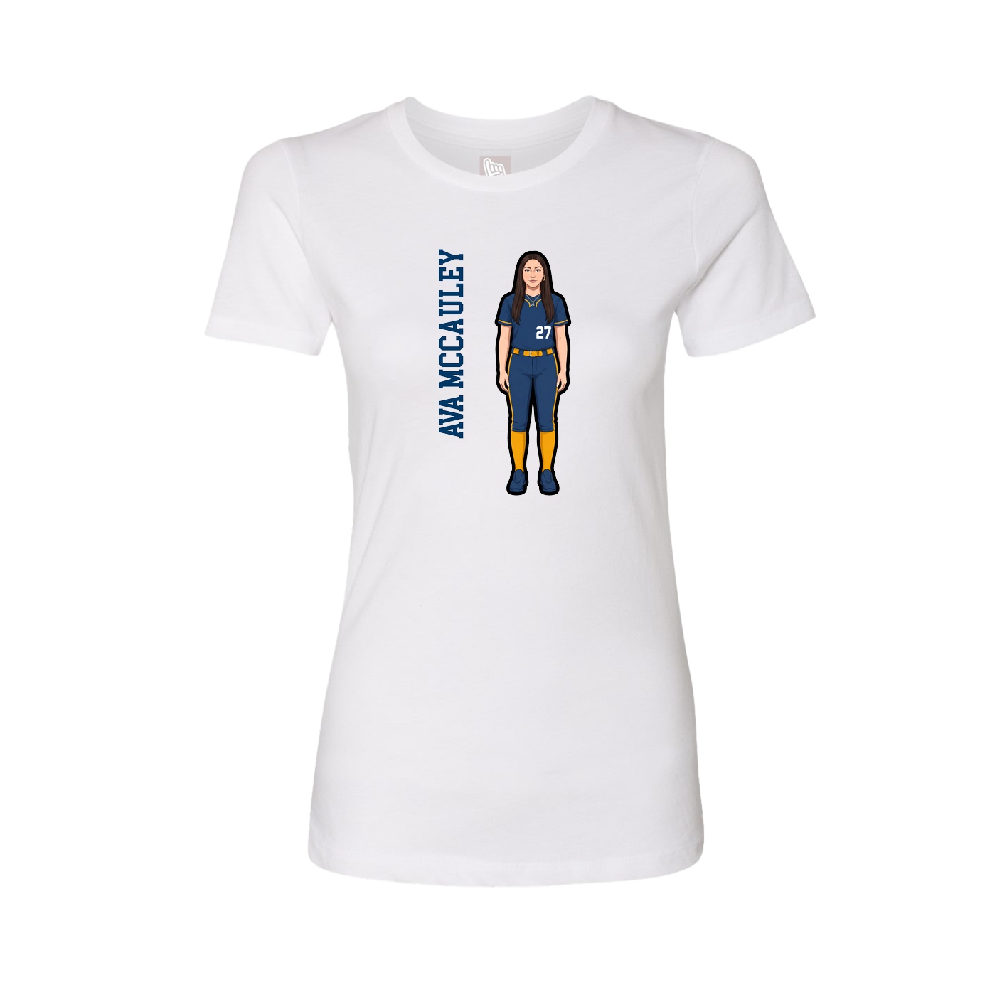 Womens Tee — Name Vertical in White