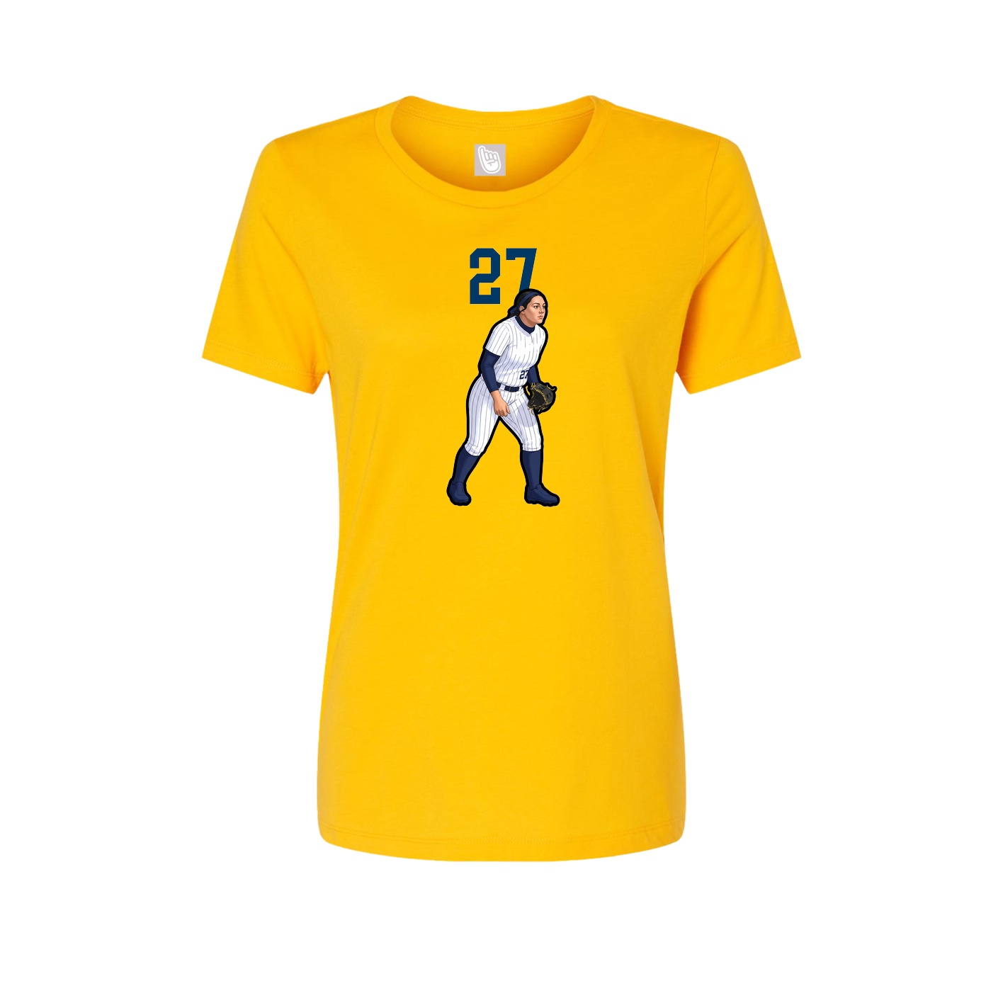 Fitted Women's Tee — Number Top in Gold