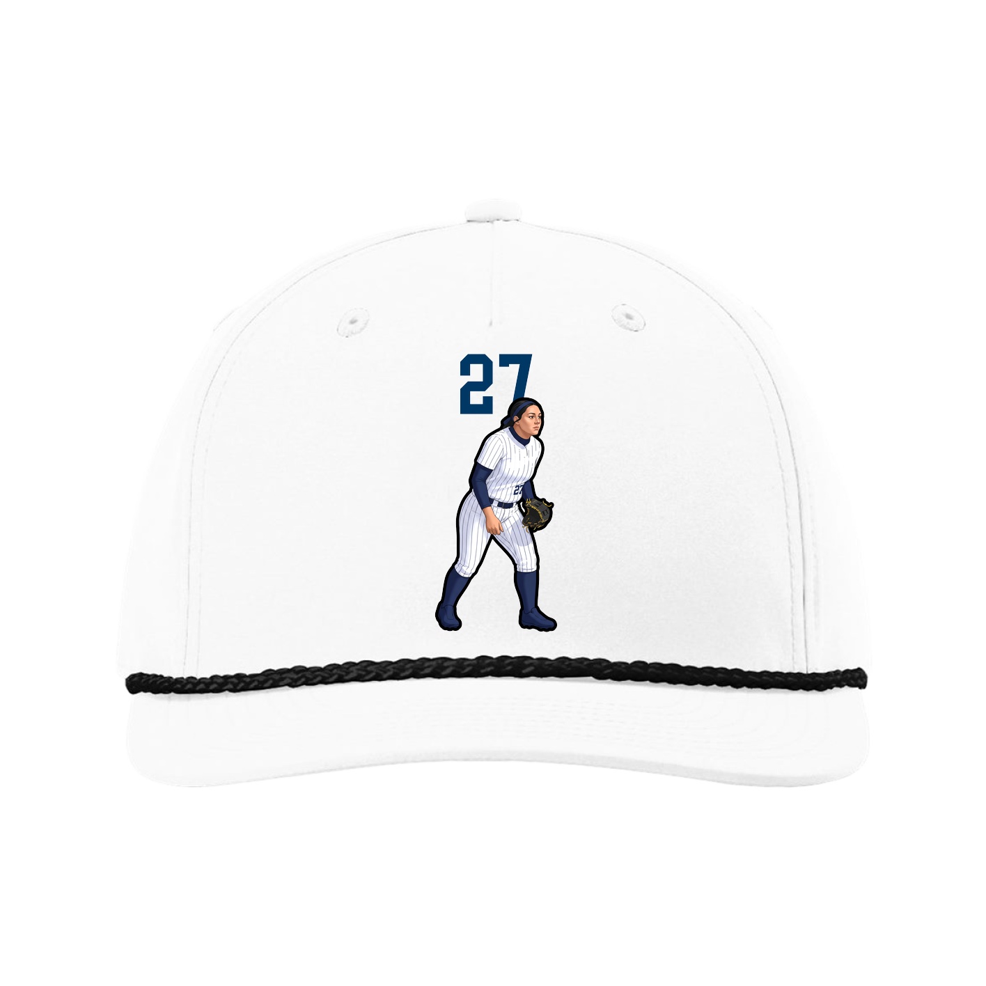 Five-Panel Classic Rope Cap — Number Top in White
