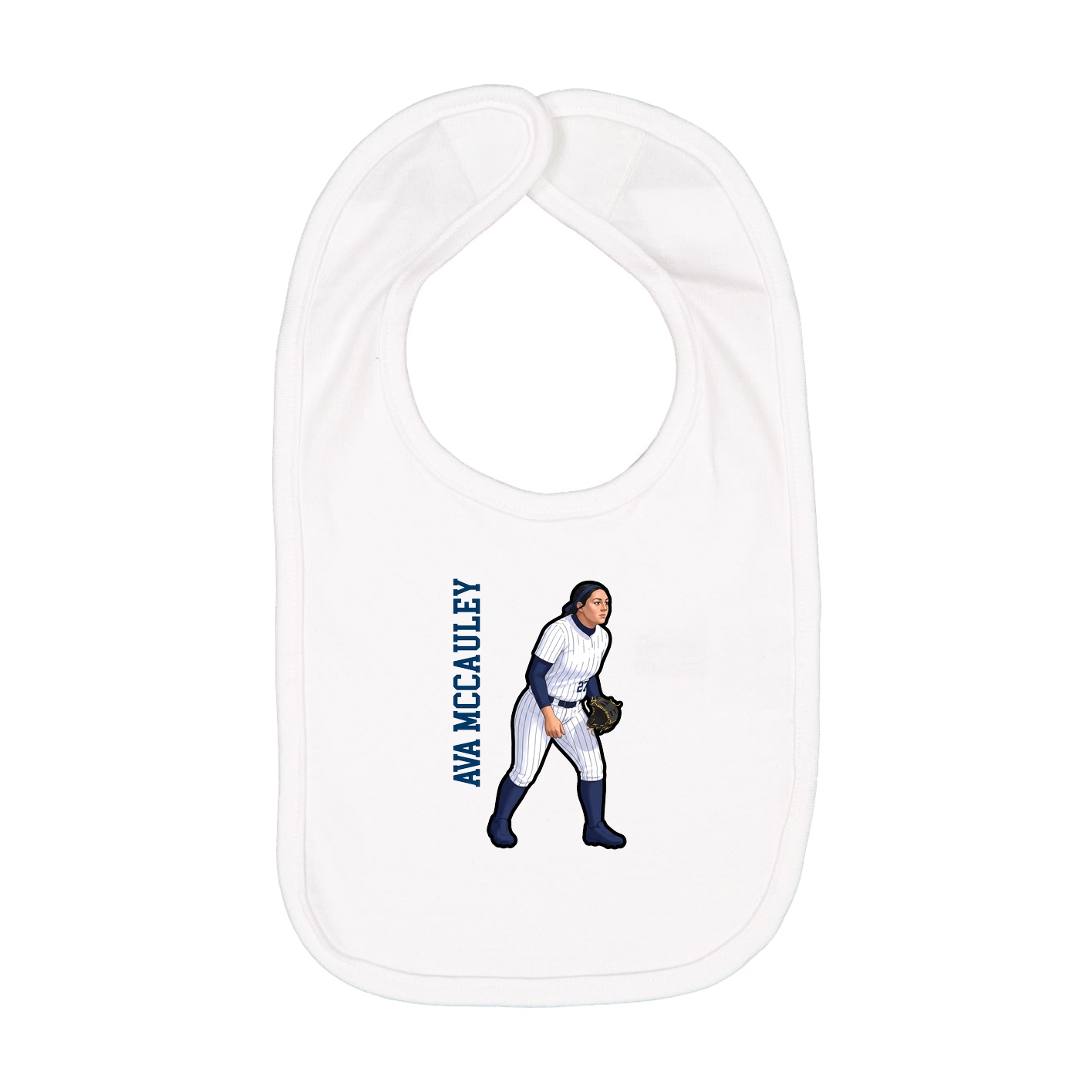 Infant Bib — Name Vertical in White