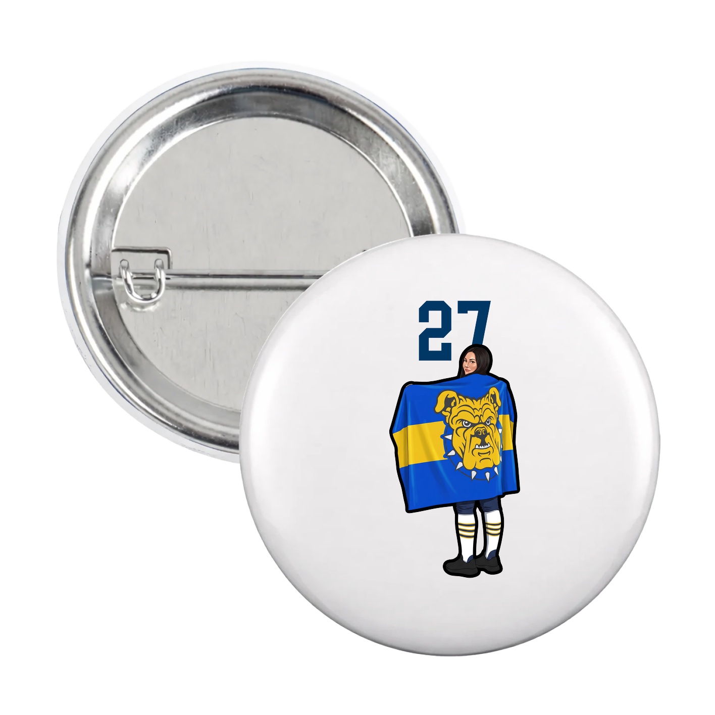 Game Day Button — Number Top in White