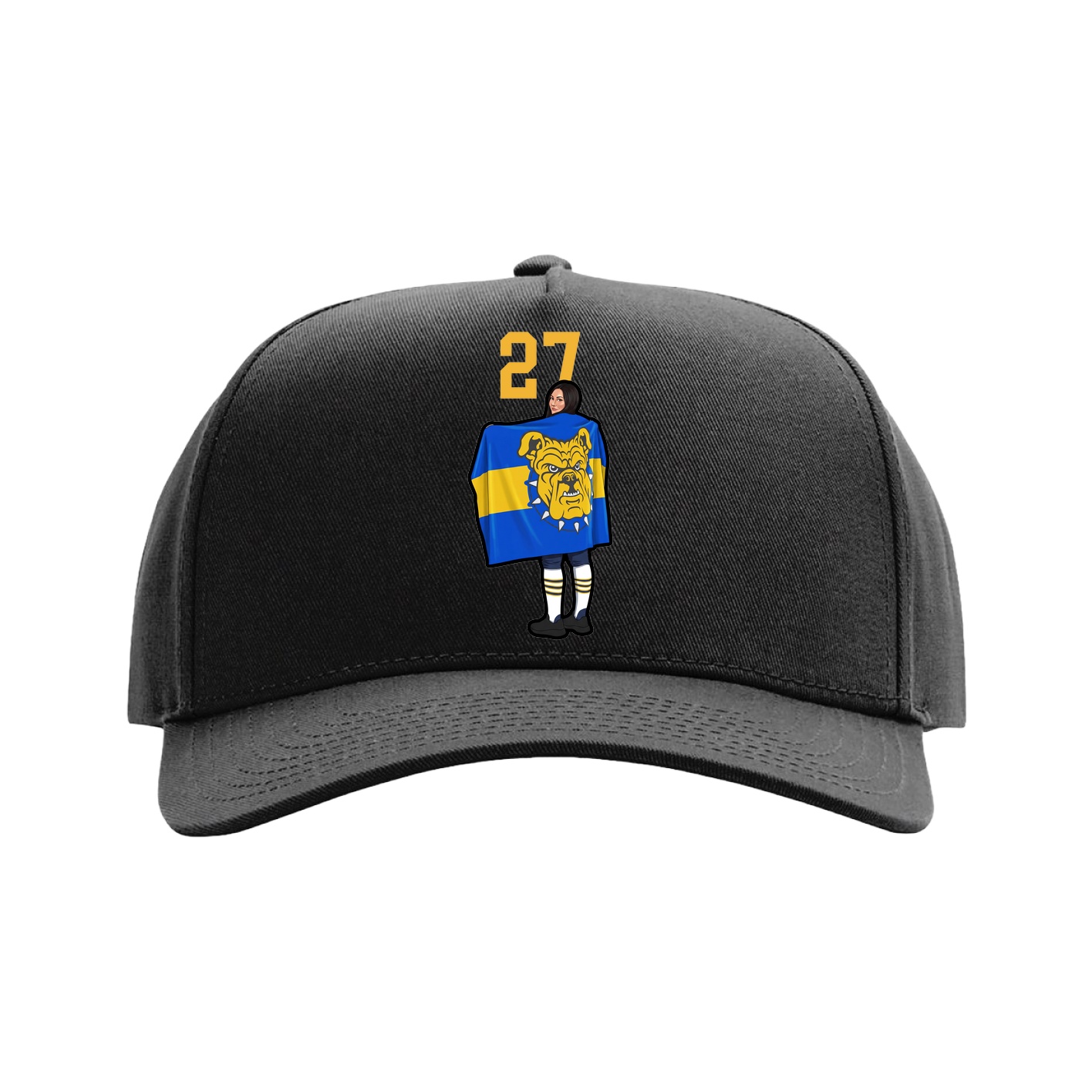 Full Fabric Five-Panel Champ Cap — Number Top in Black