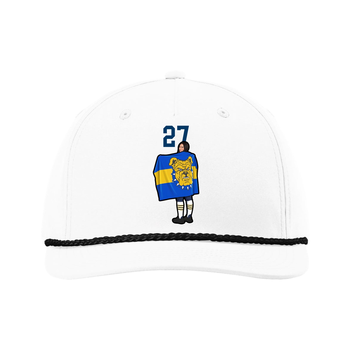 Five-Panel Classic Rope Cap — Number Top in White