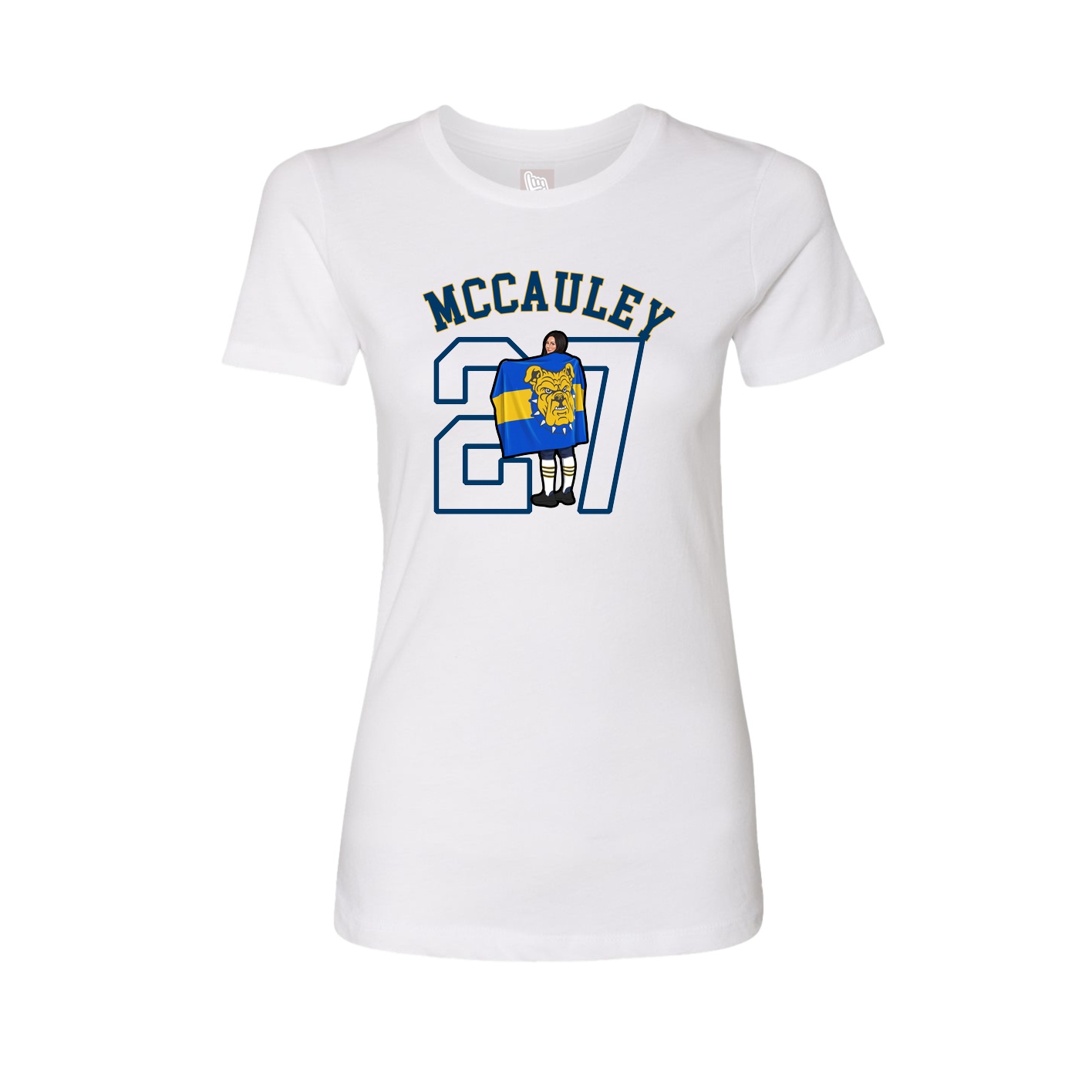 Fitted Women's Tee — Shirsey Arch in White