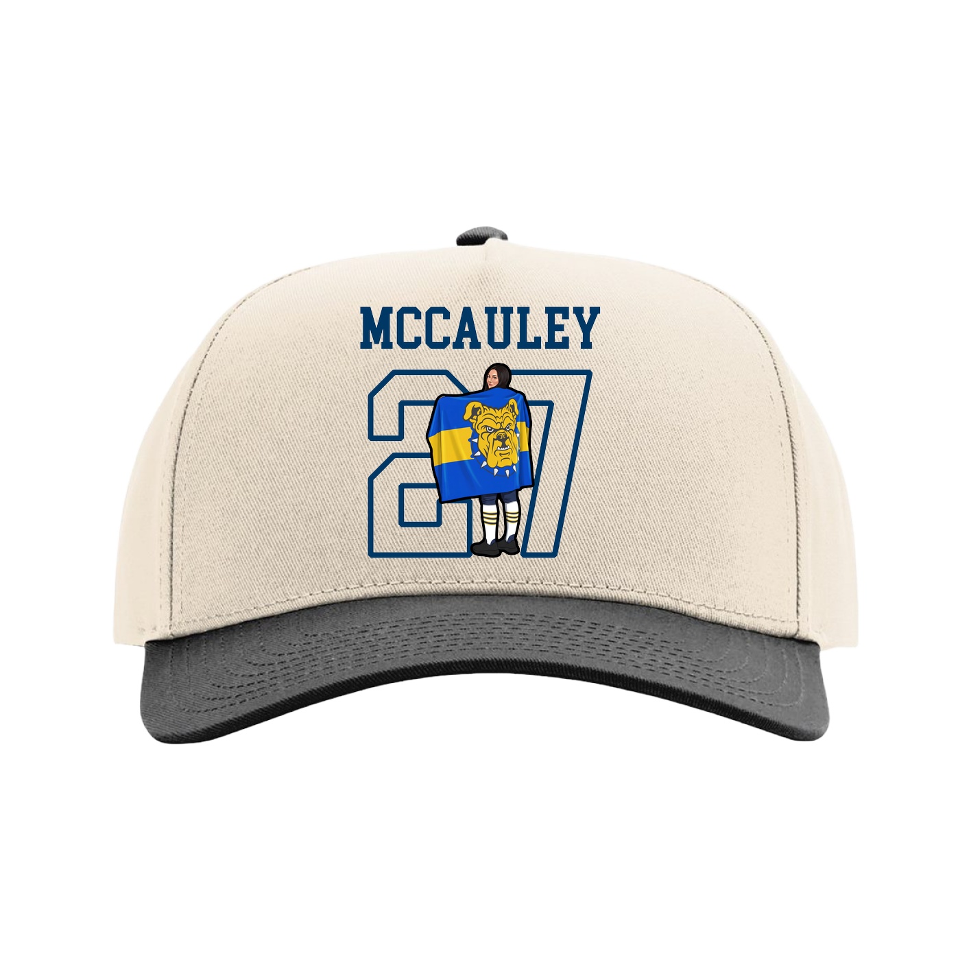 Full Fabric Five-Panel Champ Cap — Shirsey in Cream/Black