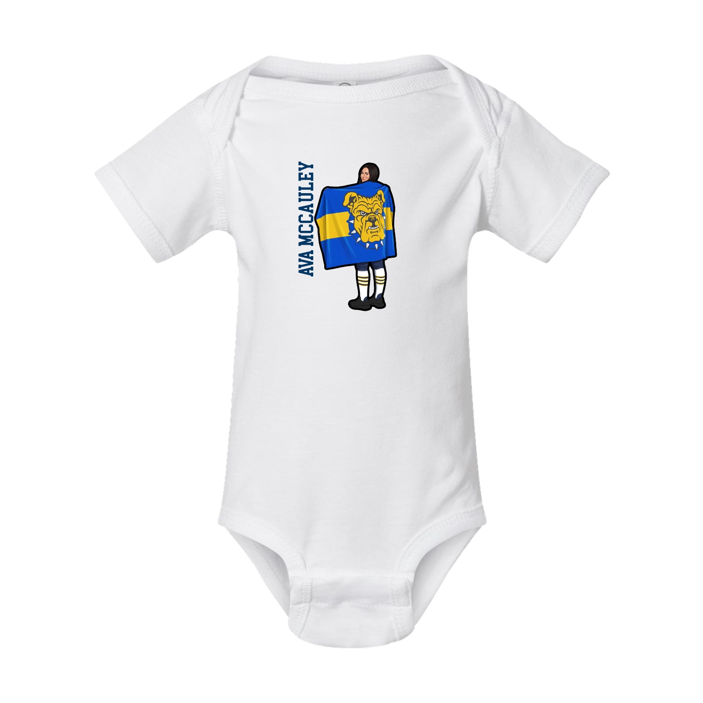 Baby Onesie — Name Vertical in White