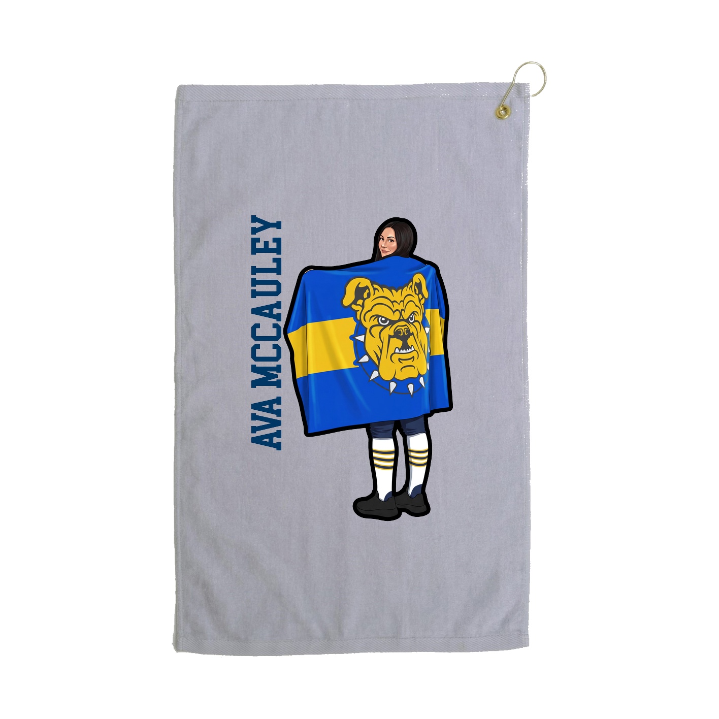Golf Towel — Name Vertical in Grey