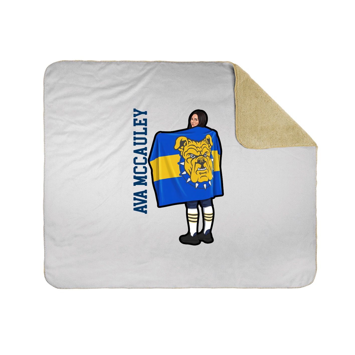 Throw Blanket — Name Vertical in White