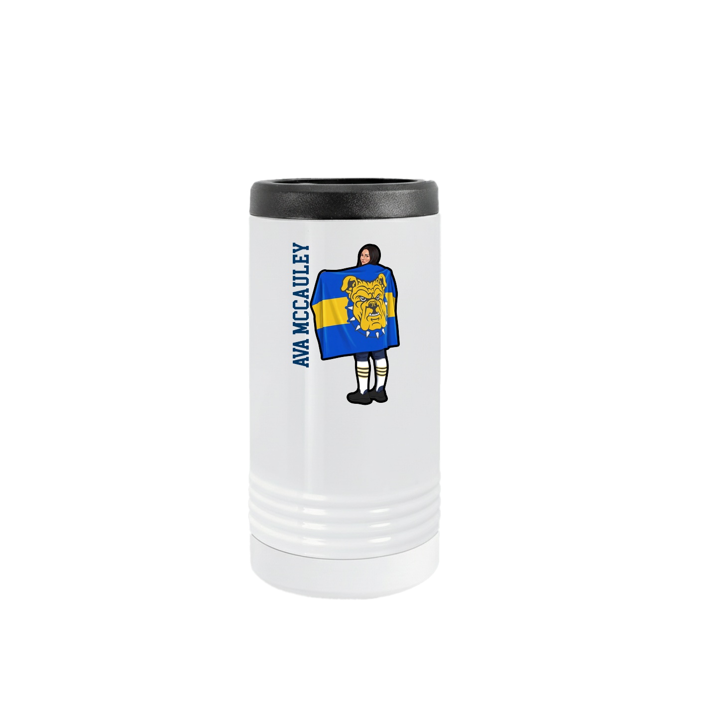 Slim Beverage Holder — Name Vertical in White