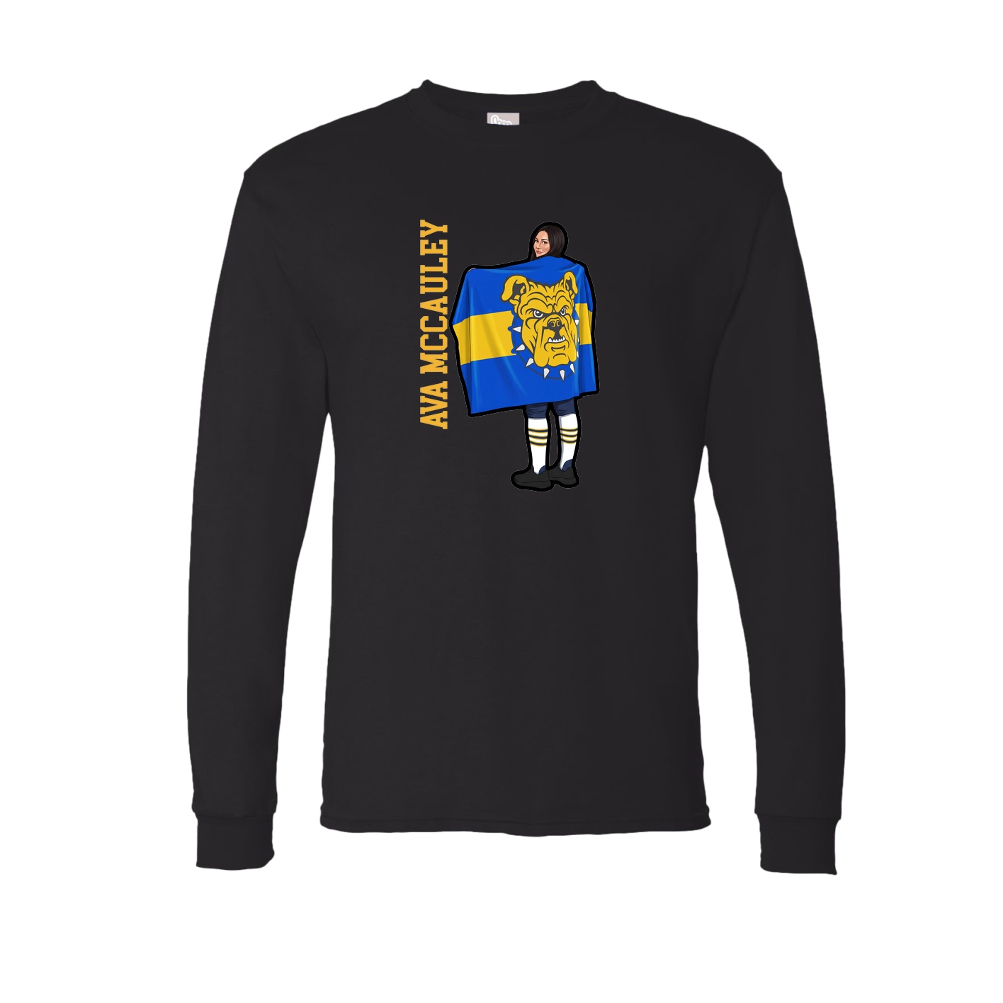 Long Sleeve Tee — Name Vertical in Black