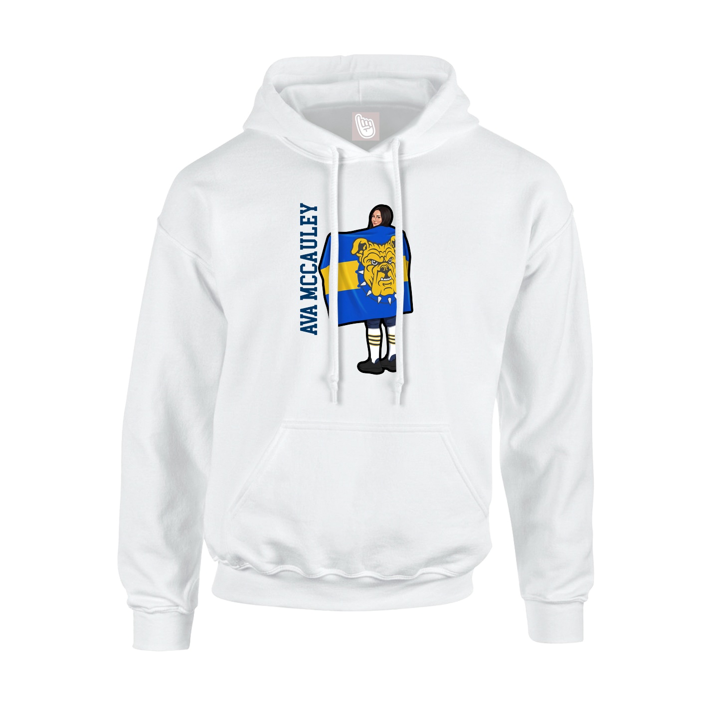 Youth Hoodie — Name Vertical in White