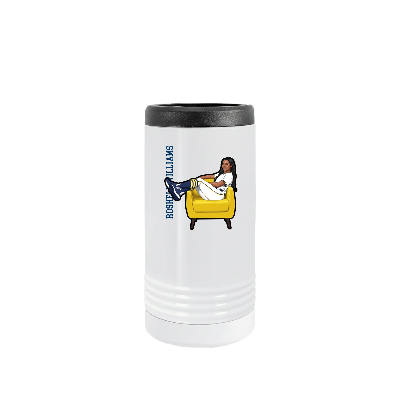 Slim Beverage Holder — Name Vertical in White