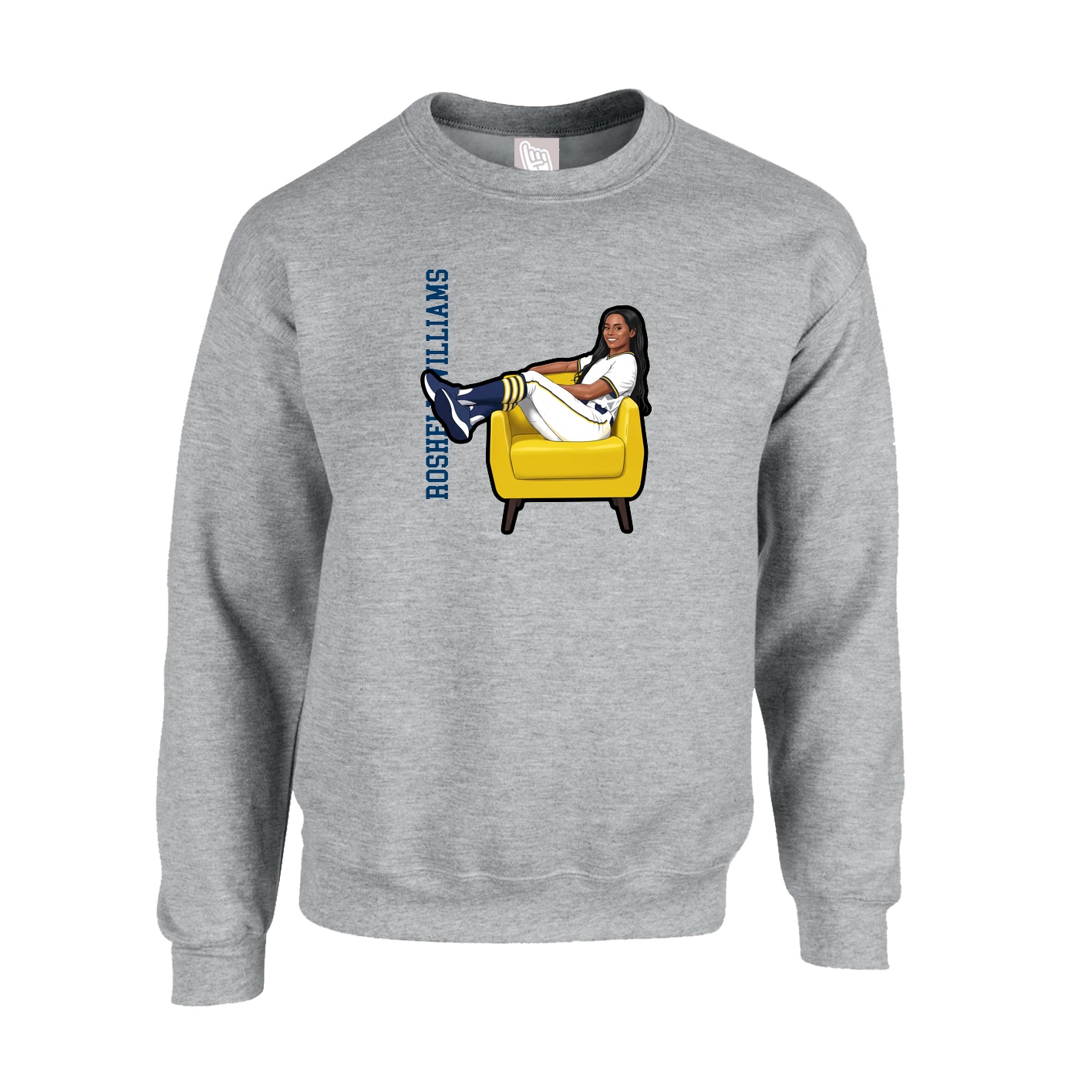 Fleece Crew — Name Vertical in Grey