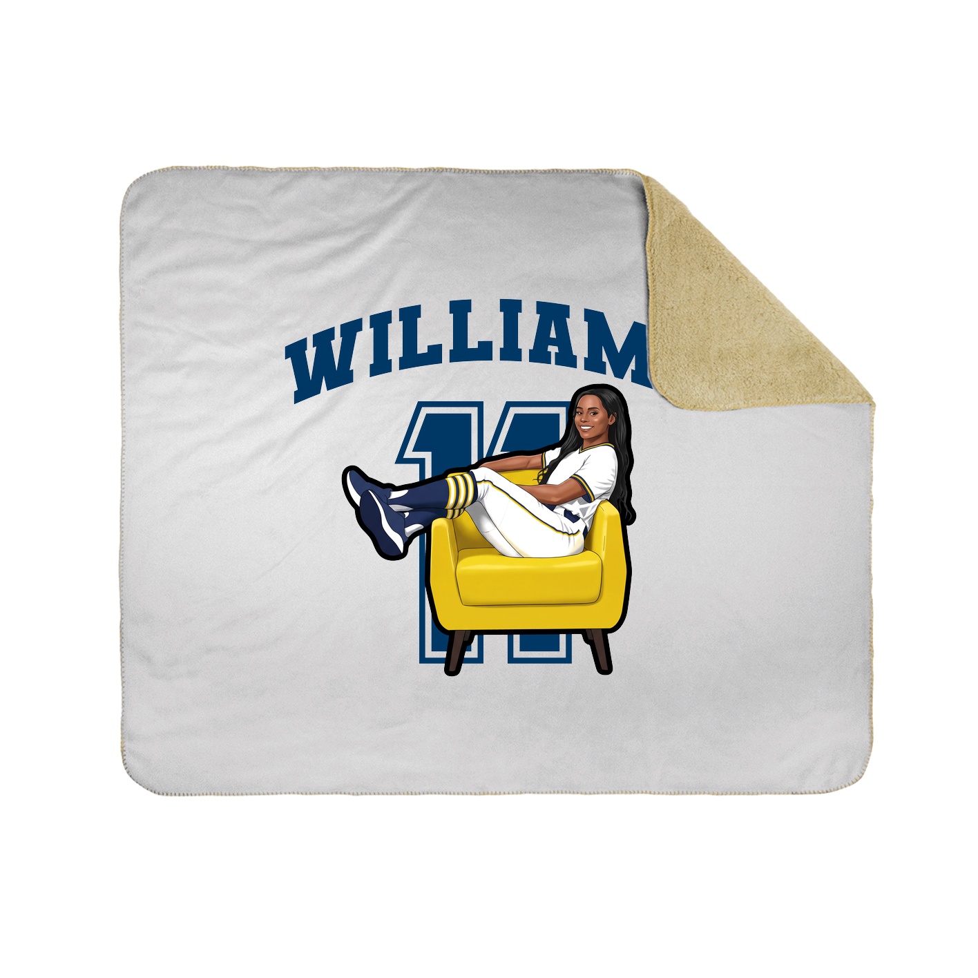 Throw Blanket — Number in White