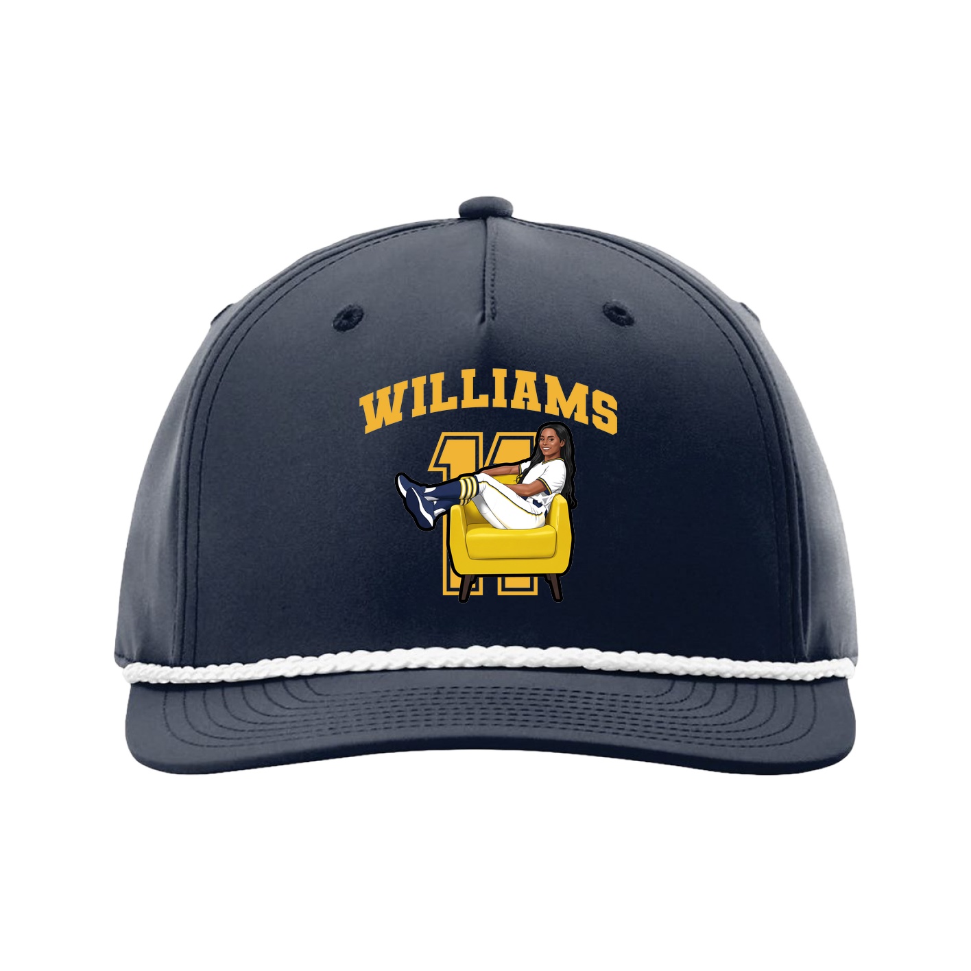 Five-Panel Classic Rope Cap — Number in Navy