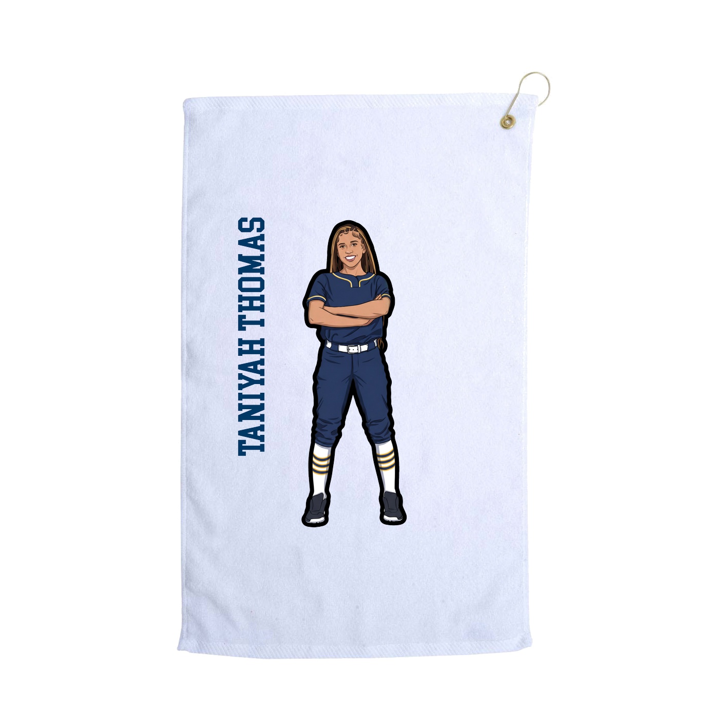 Golf Towel — Name Vertical in White