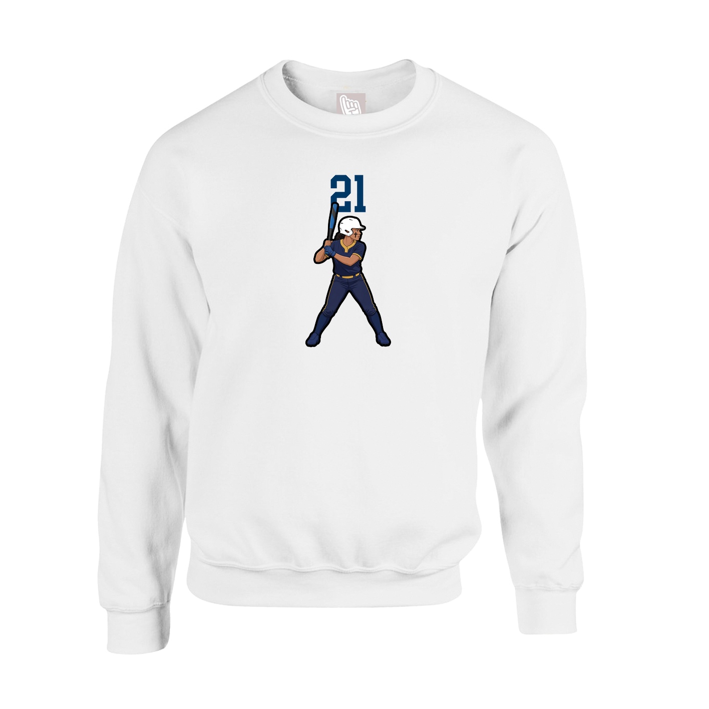 Fleece Crew — Number Top in White
