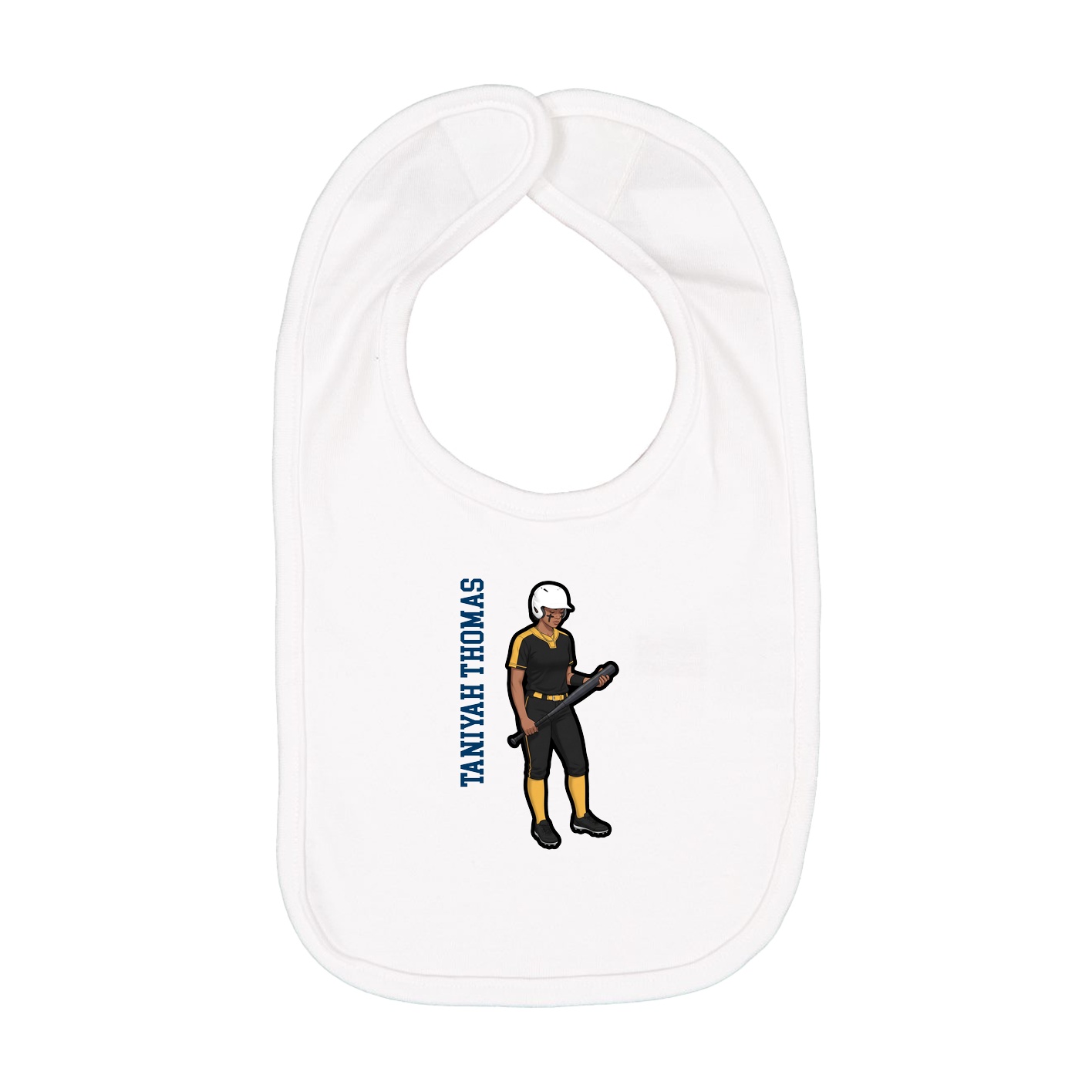 Infant Bib — Name Vertical in White