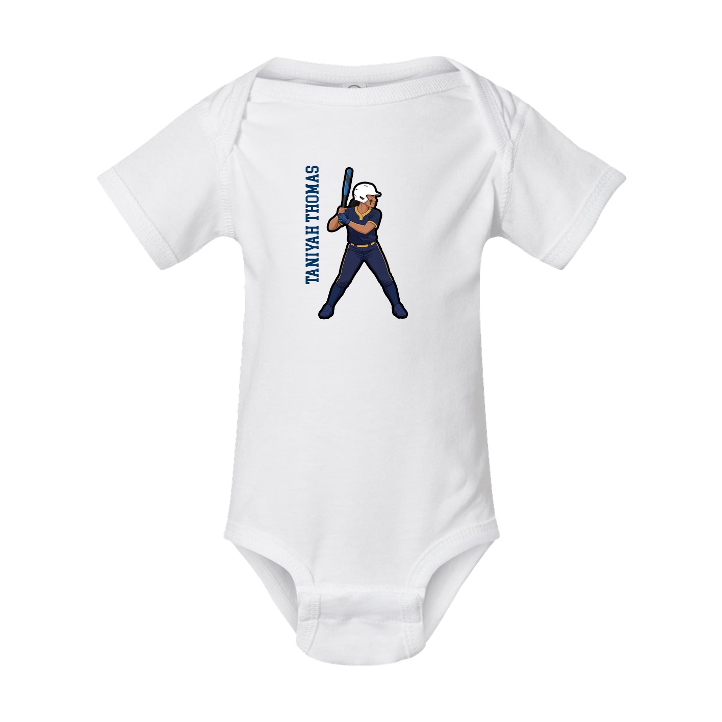 Baby Onesie — Name Vertical in White