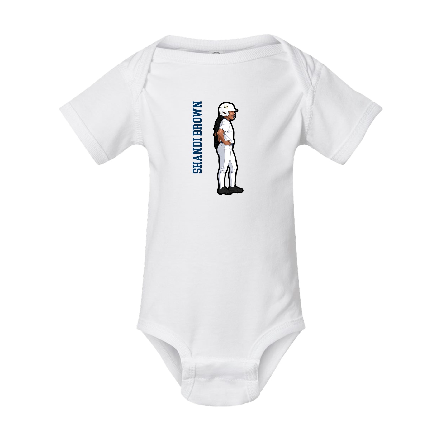 Baby Onesie — Name Vertical in White