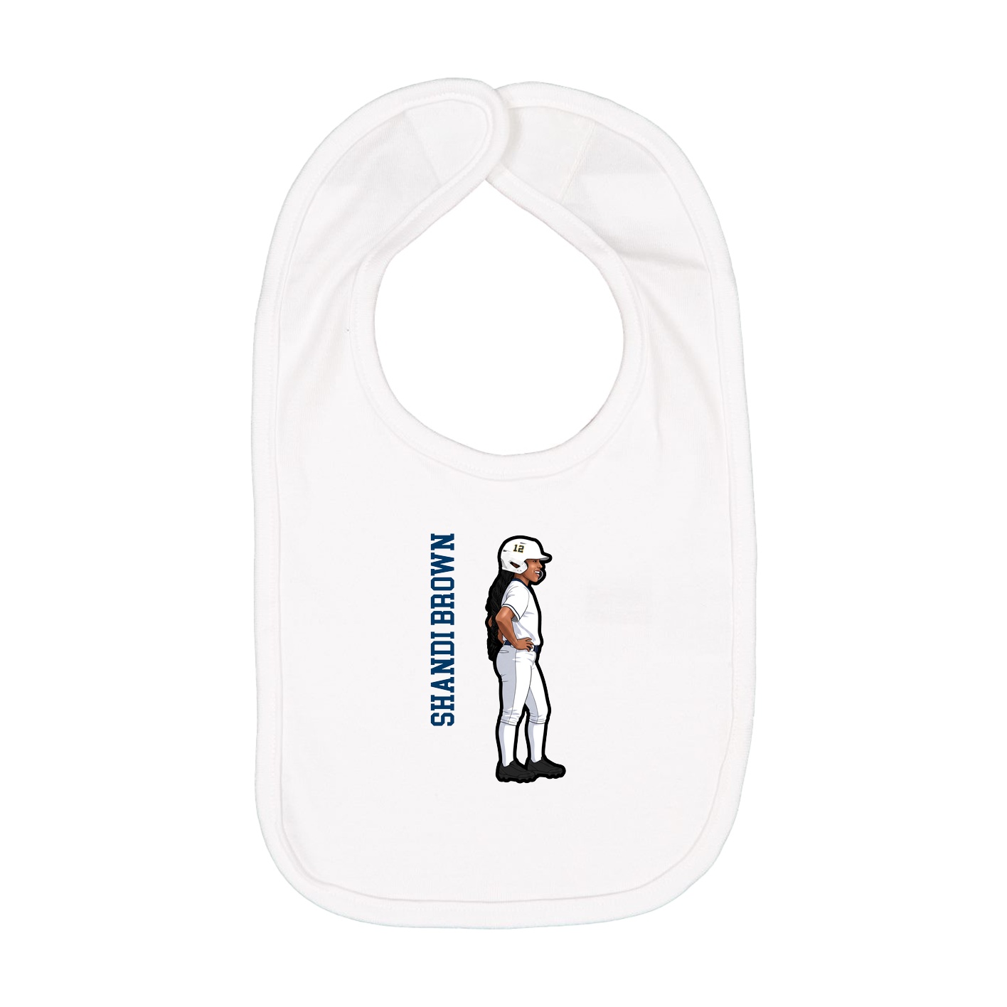 Infant Bib — Name Vertical in White