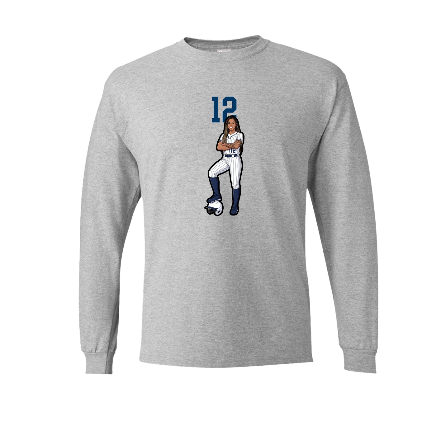 Long Sleeve Tee — Number Top in Grey