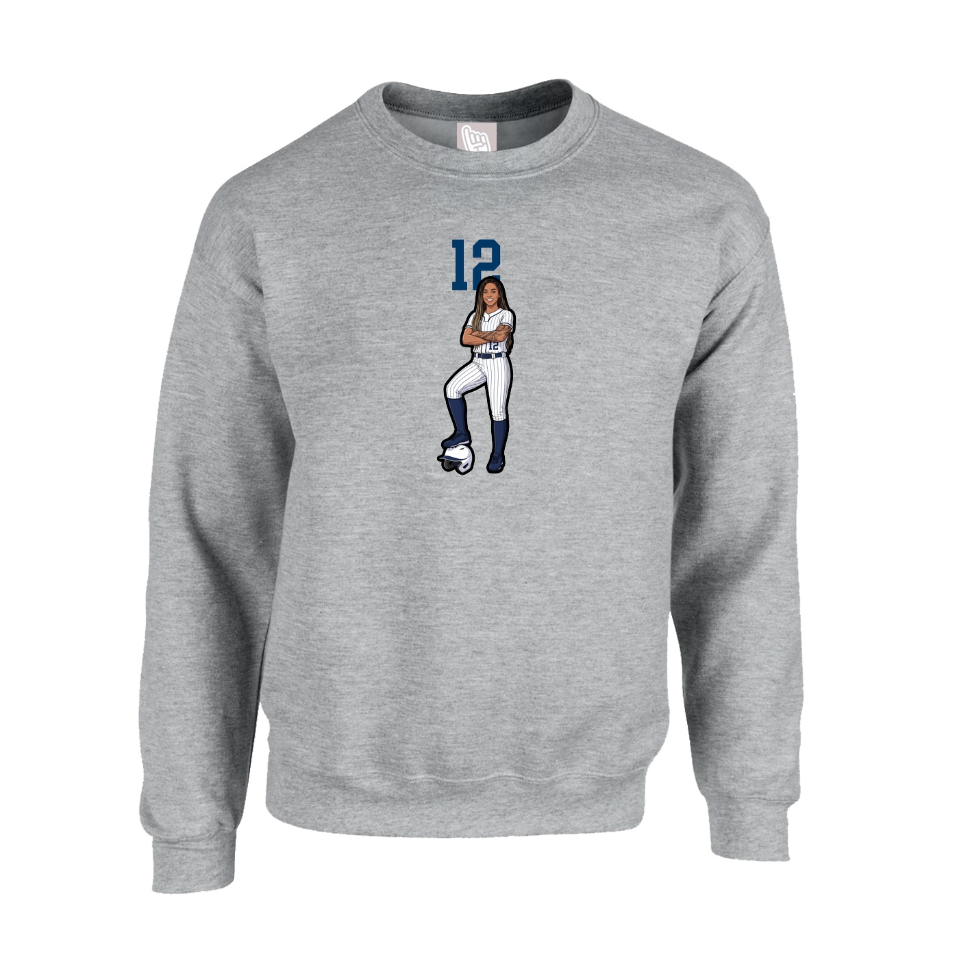 Fleece Crew — Number Top in Grey