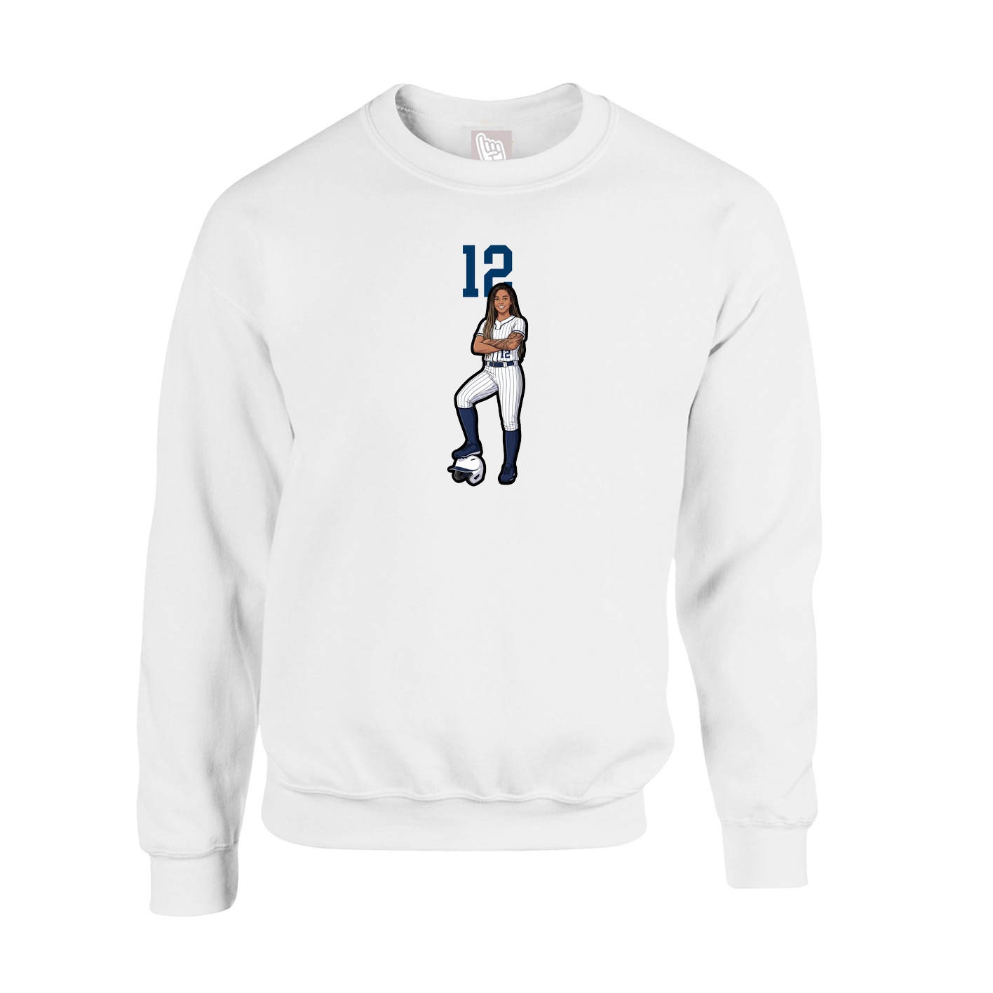 Fleece Crew — Number Top in White