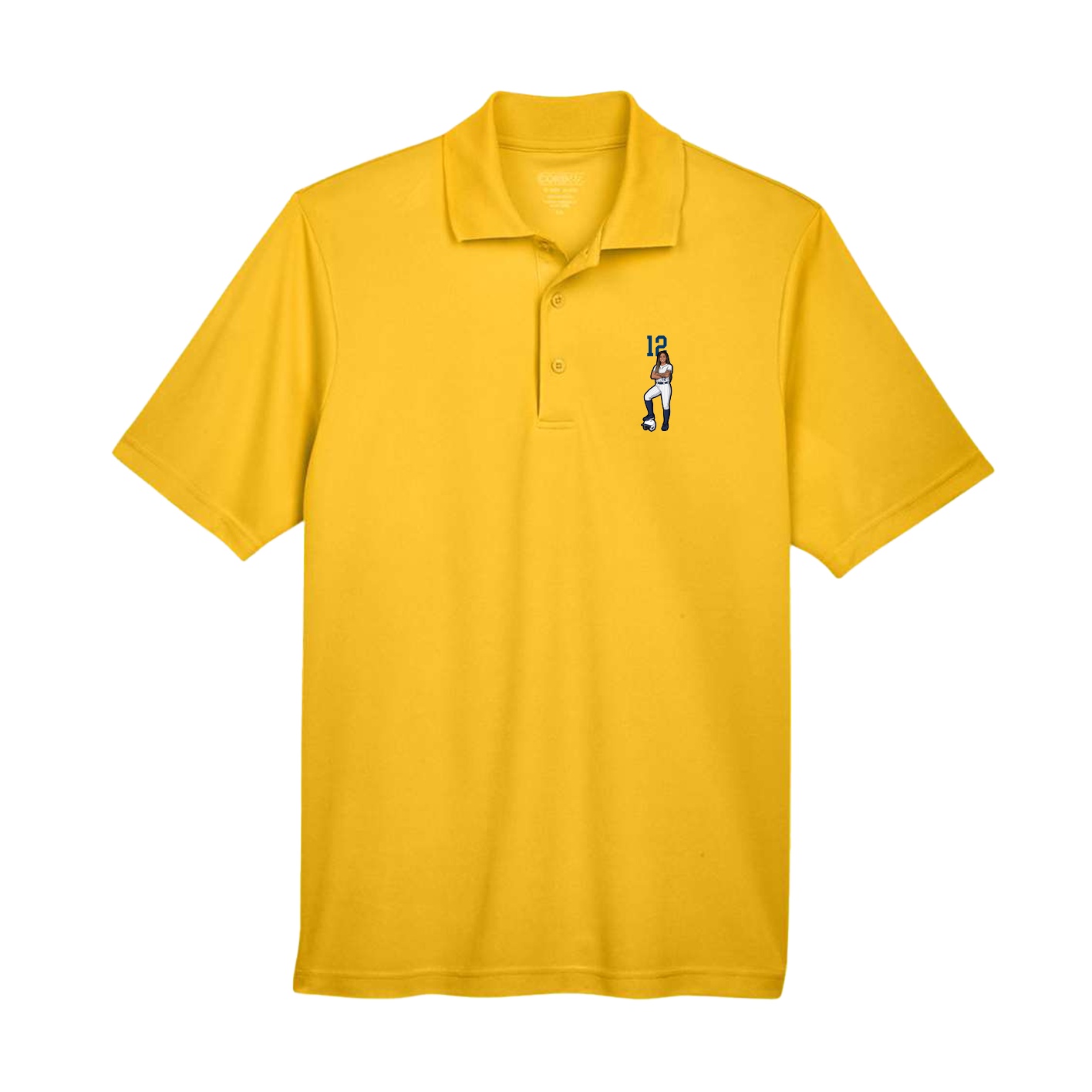Performance Polo — Number Top in Gold