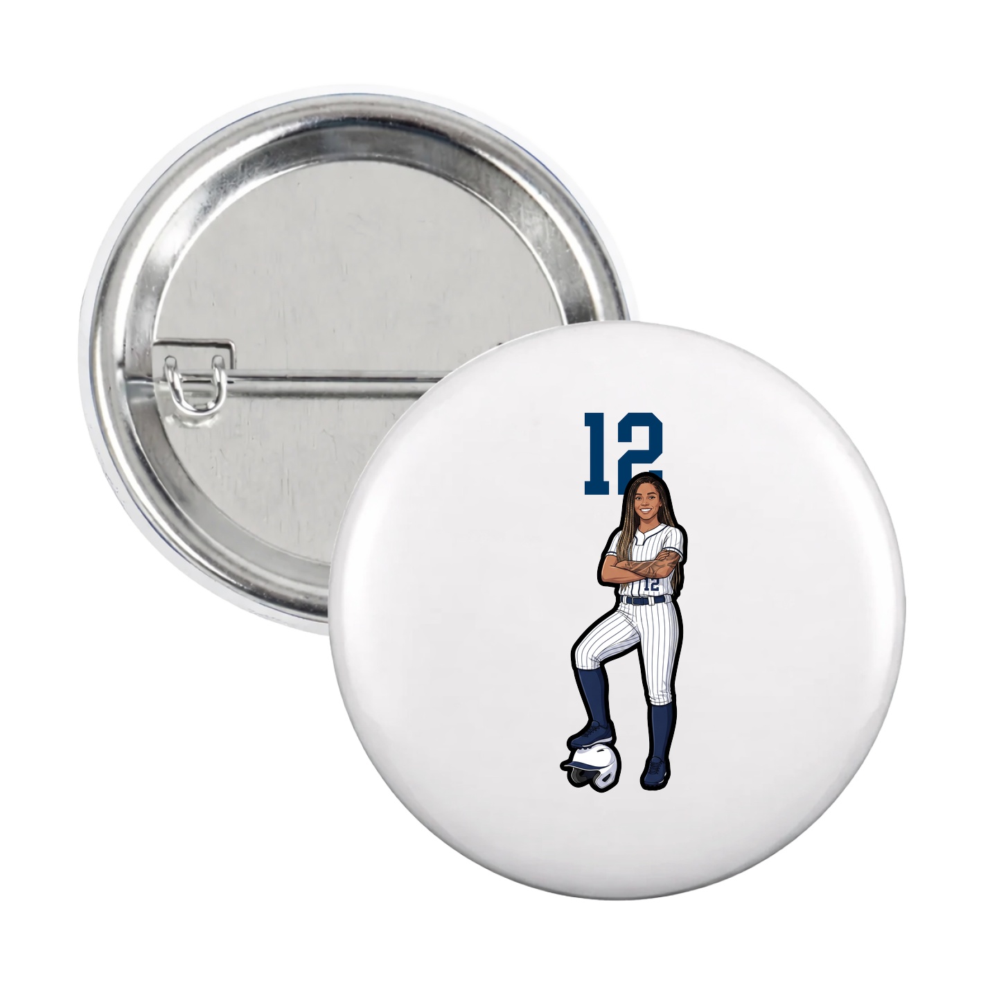 Game Day Button — Number Top in White