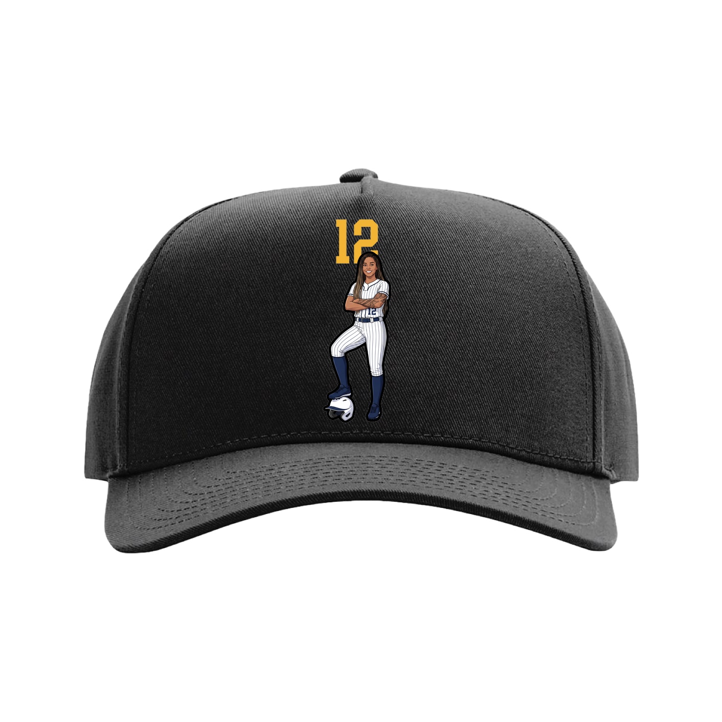 Full Fabric Five-Panel Champ Cap — Number Top in Black