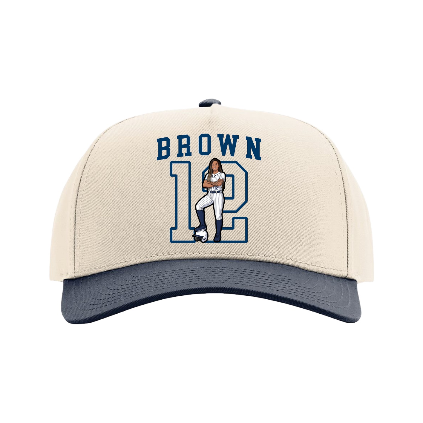 Full Fabric Five-Panel Champ Cap — Shirsey in Cream/Navy