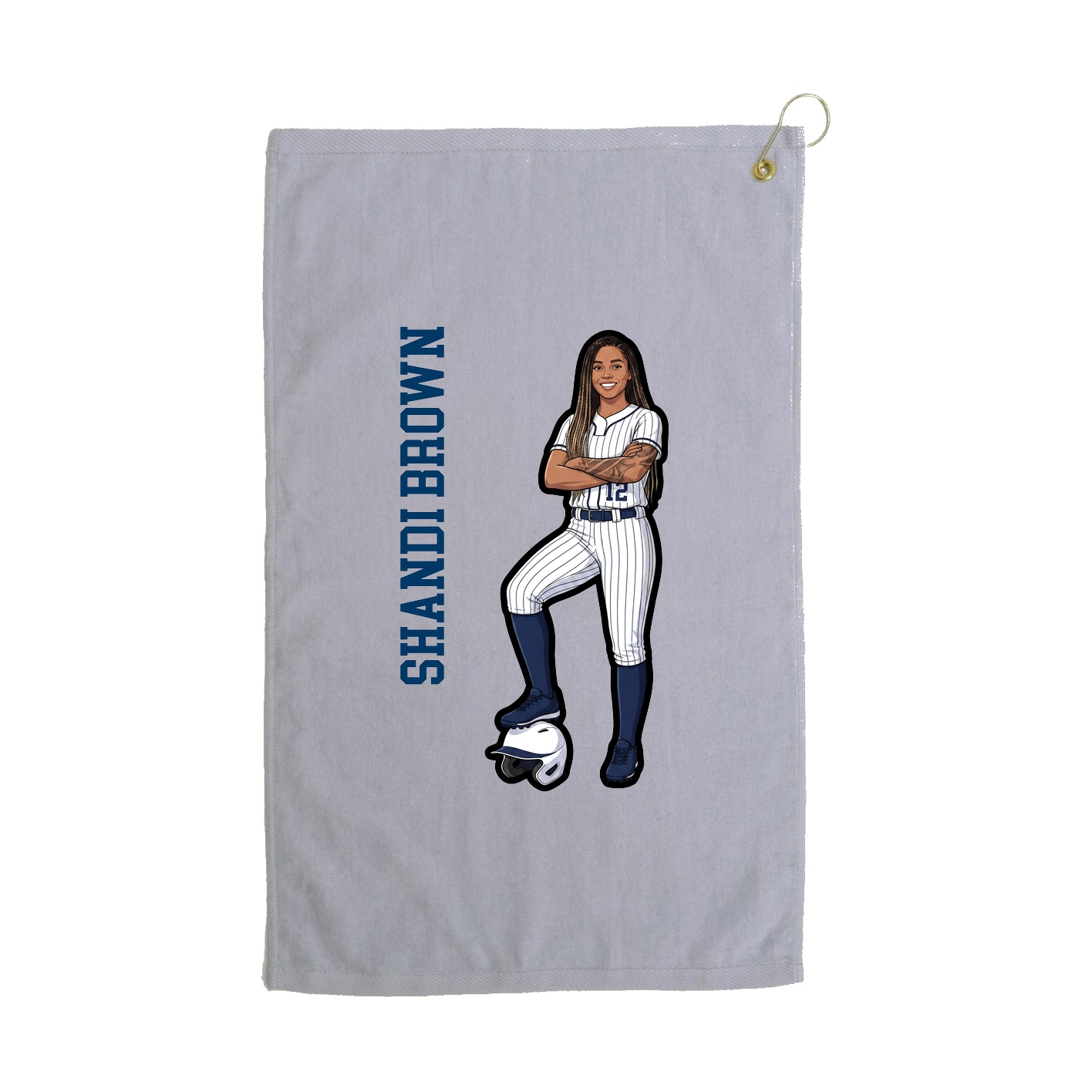 Golf Towel — Name Vertical in Grey