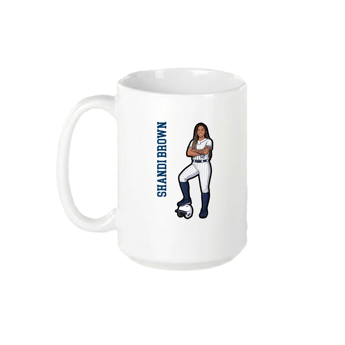 15oz Coffee Mug — Name Vertical in White