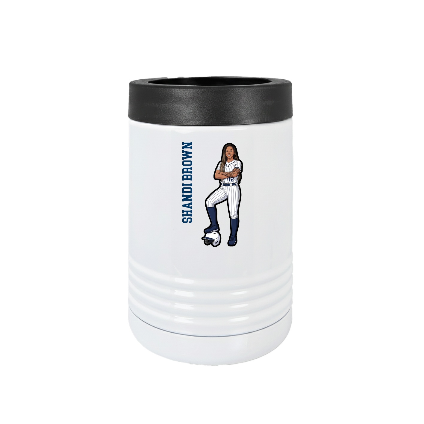 Beverage Holder — Name Vertical in White