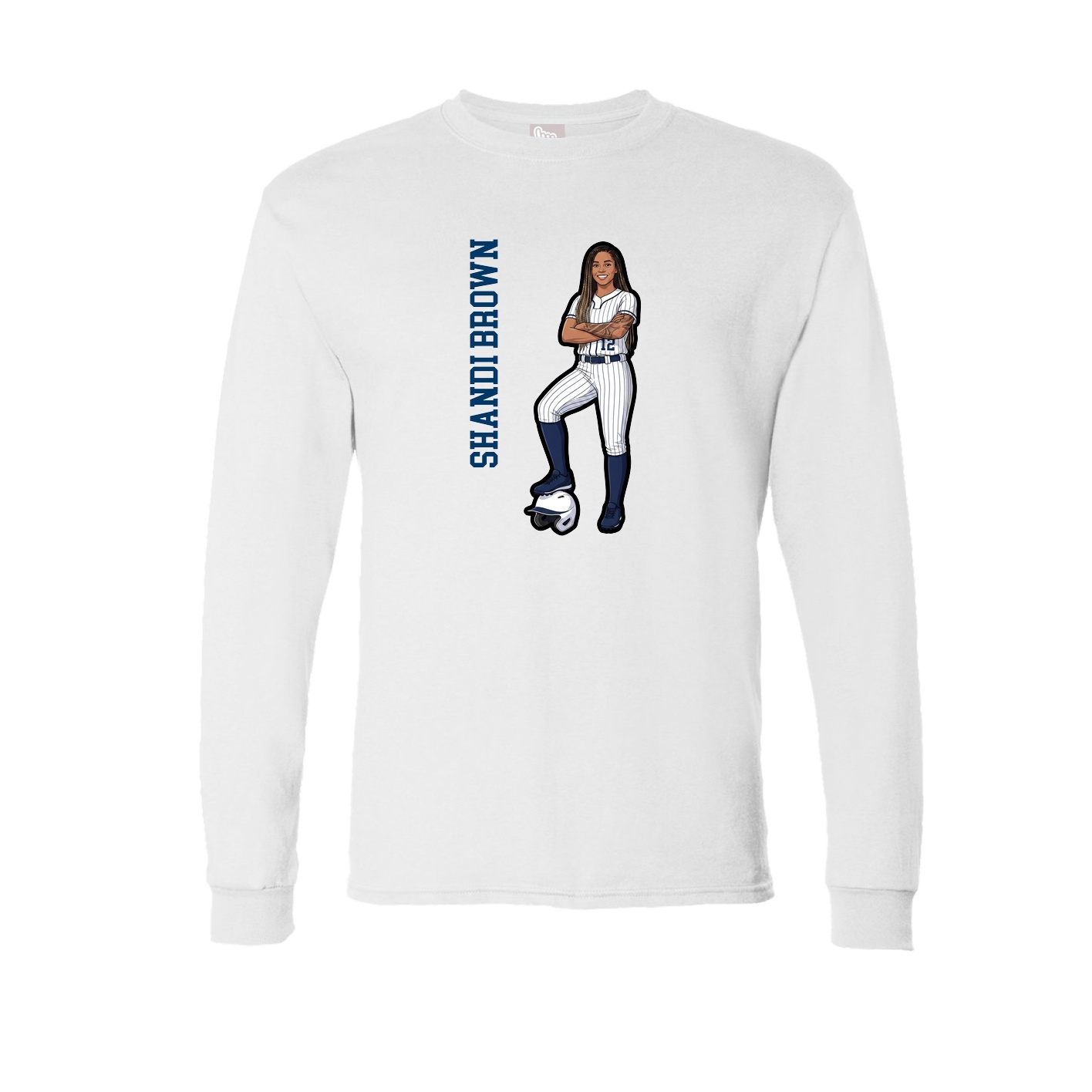 Long Sleeve Tee — Name Vertical in White